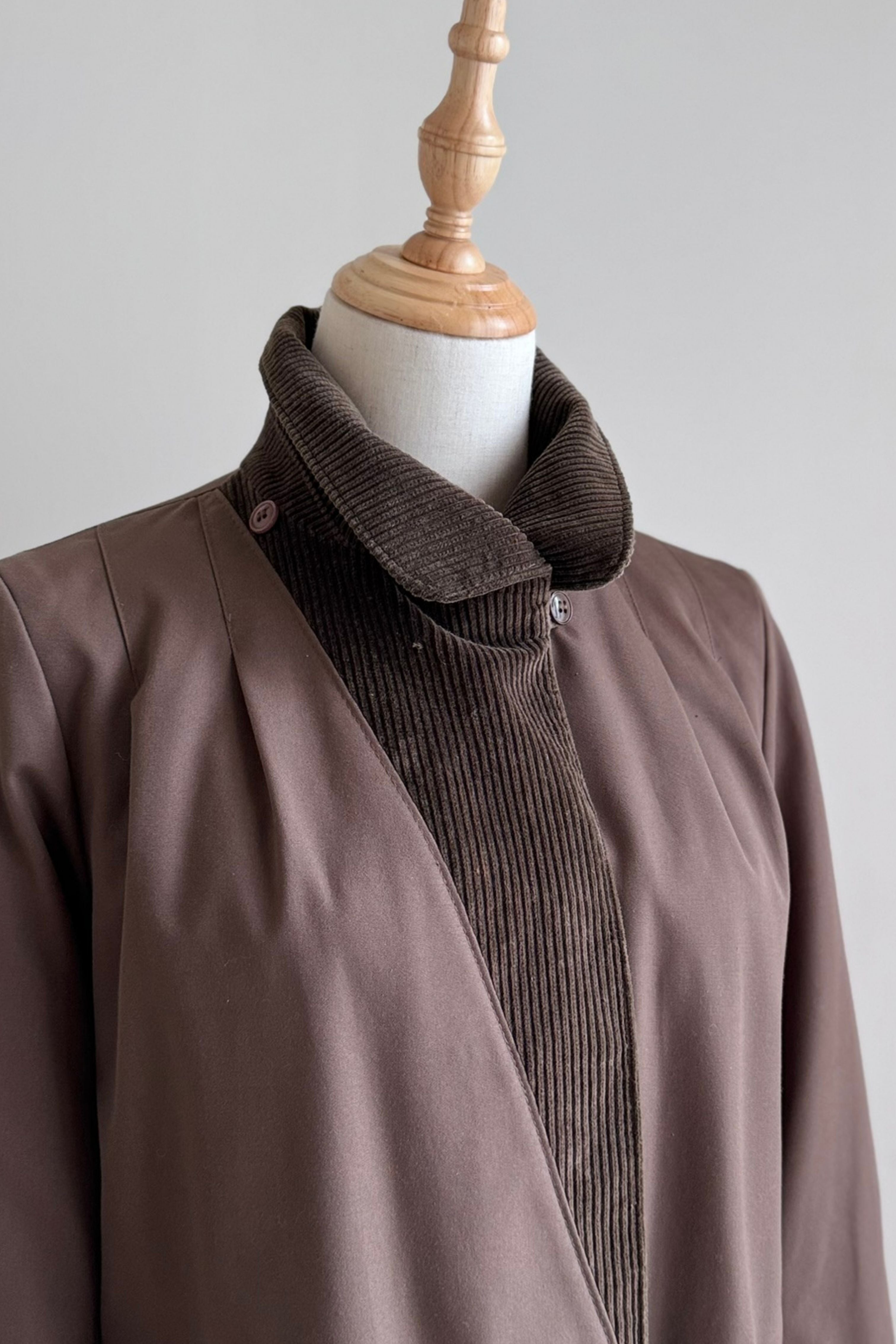 Trench trapèze col velours marron