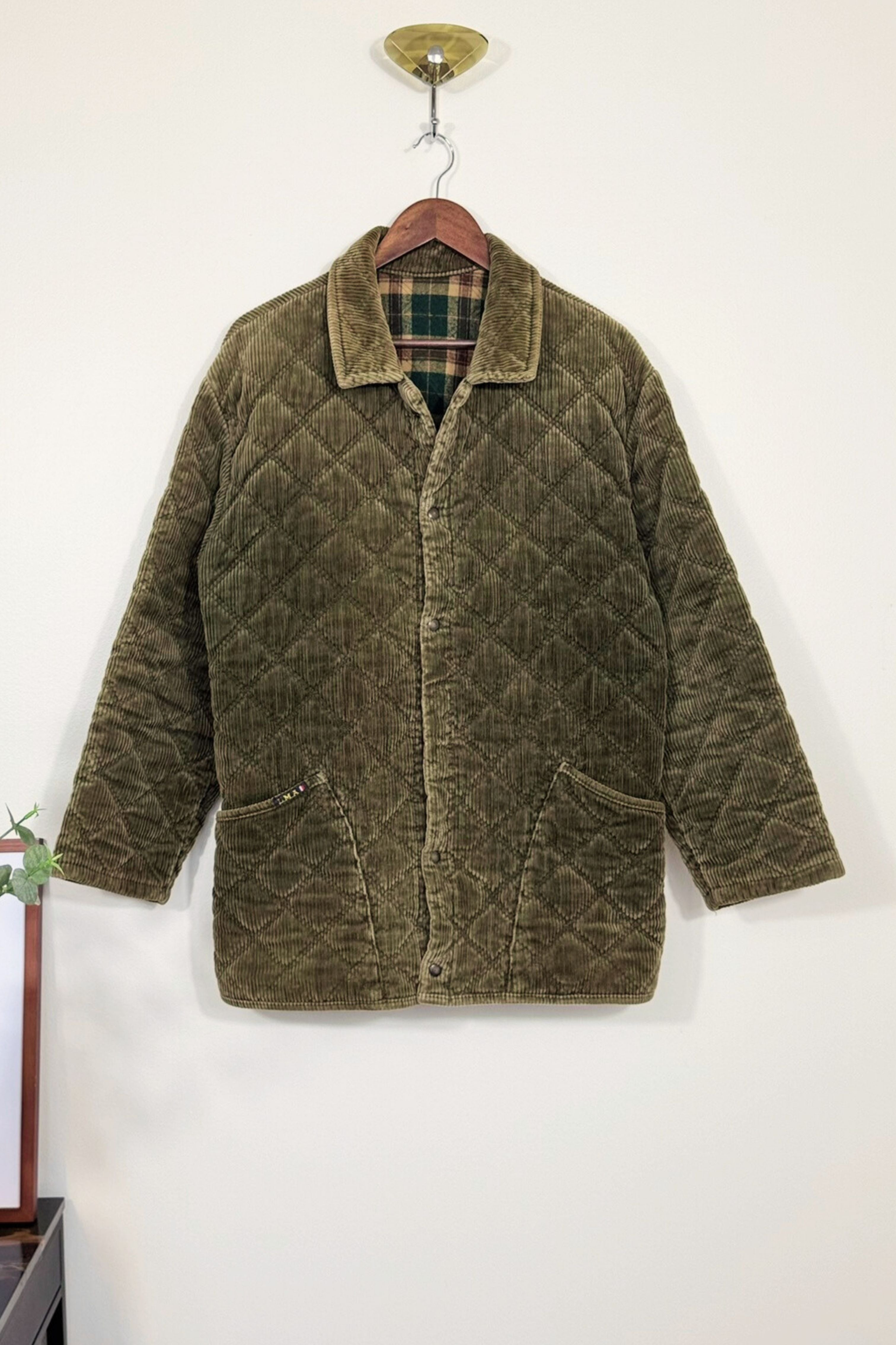 Manteau matelassé en velours kaki