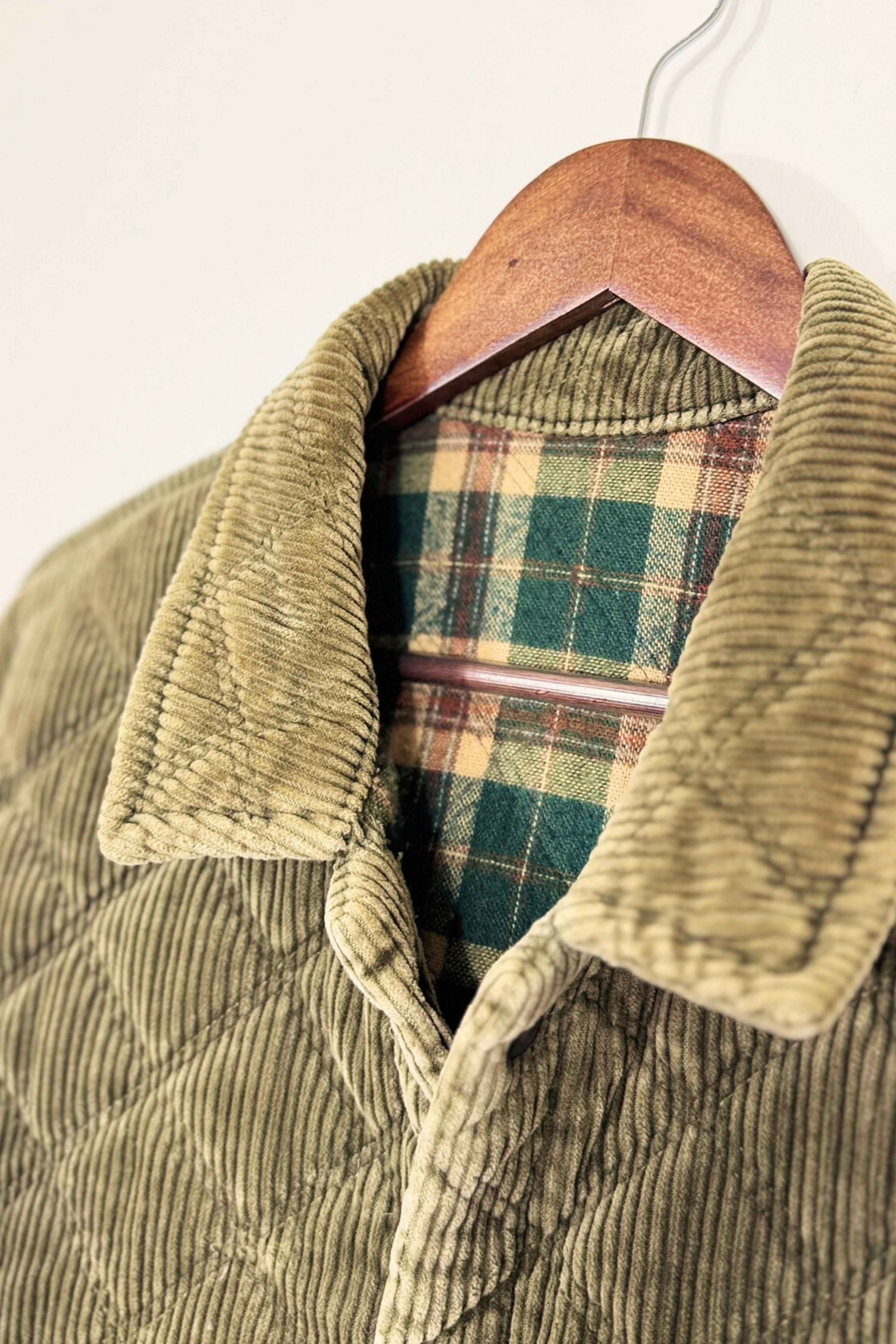 Manteau matelassé en velours kaki