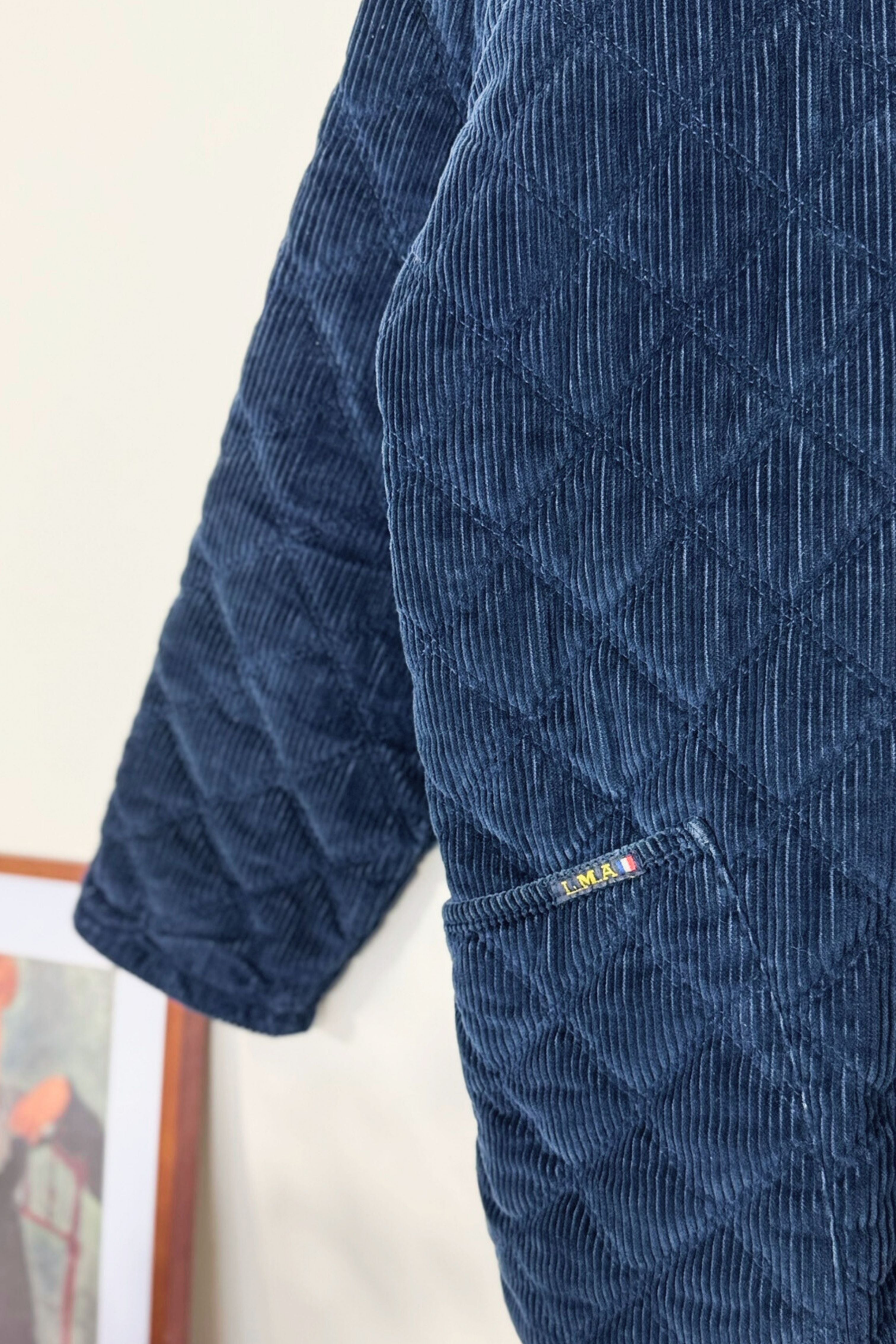 Manteau matelassé en velours marine