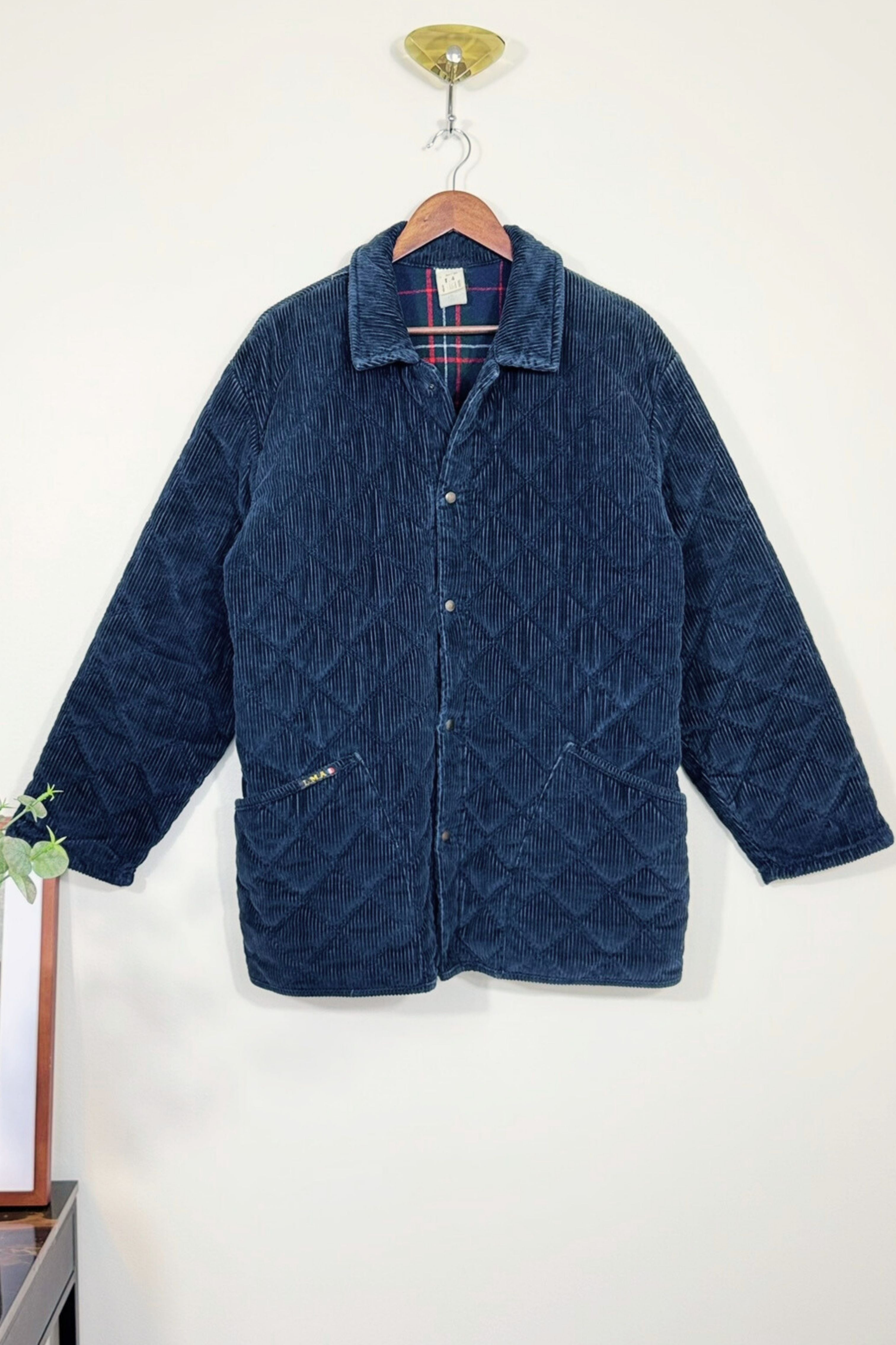 Manteau matelassé en velours marine