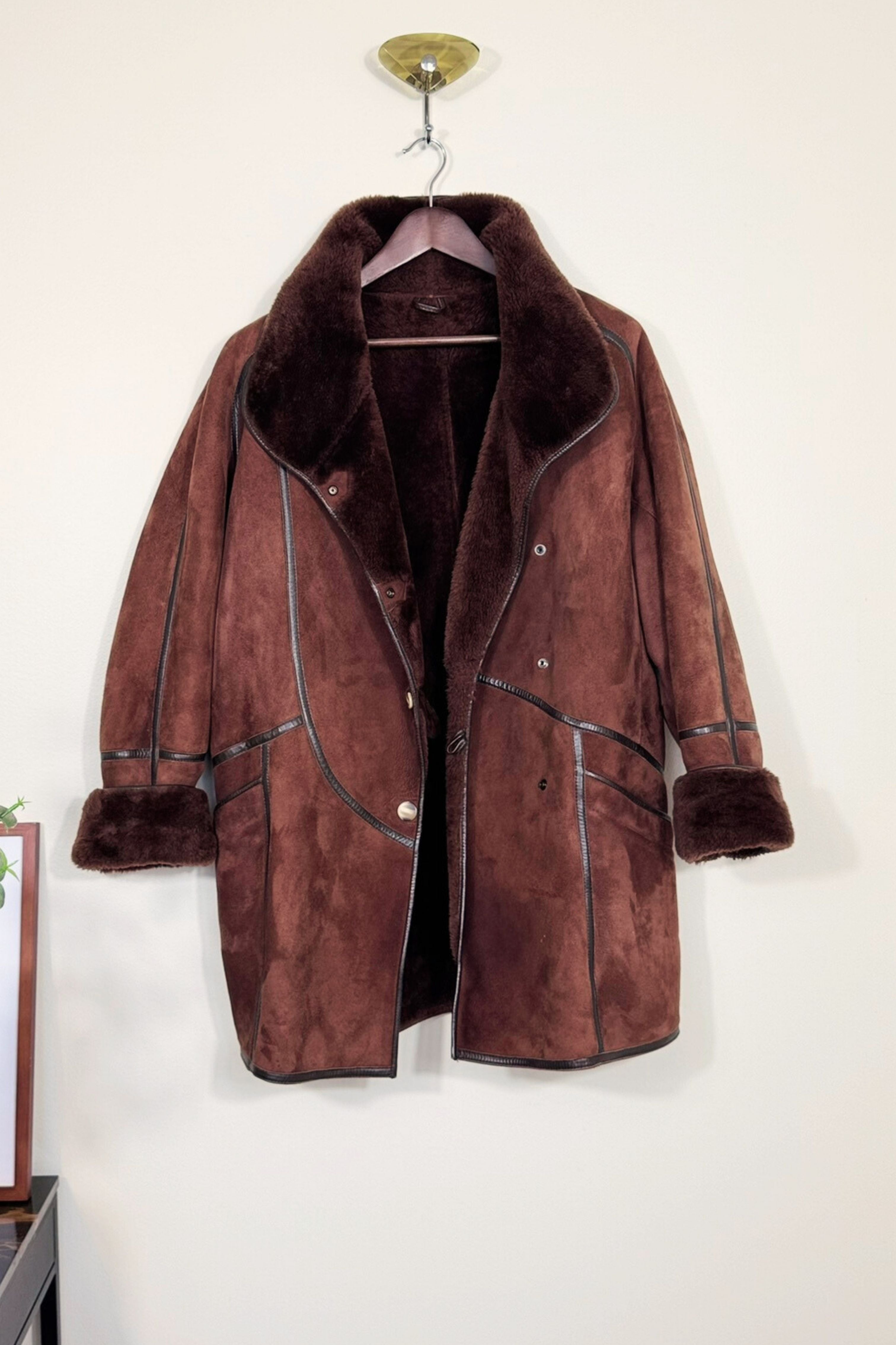 Manteau peau lainée chocolat