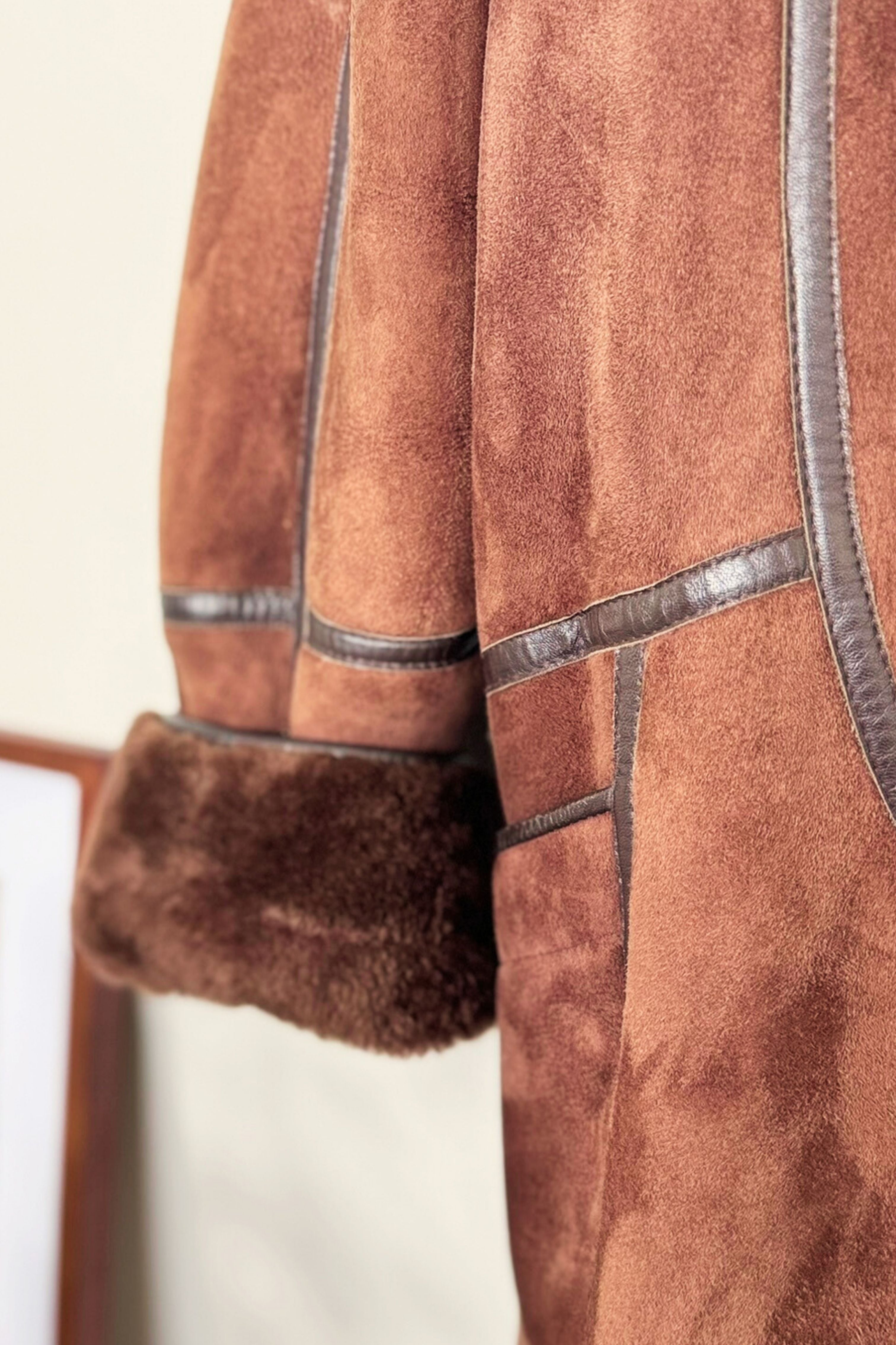 Manteau peau lainée chocolat
