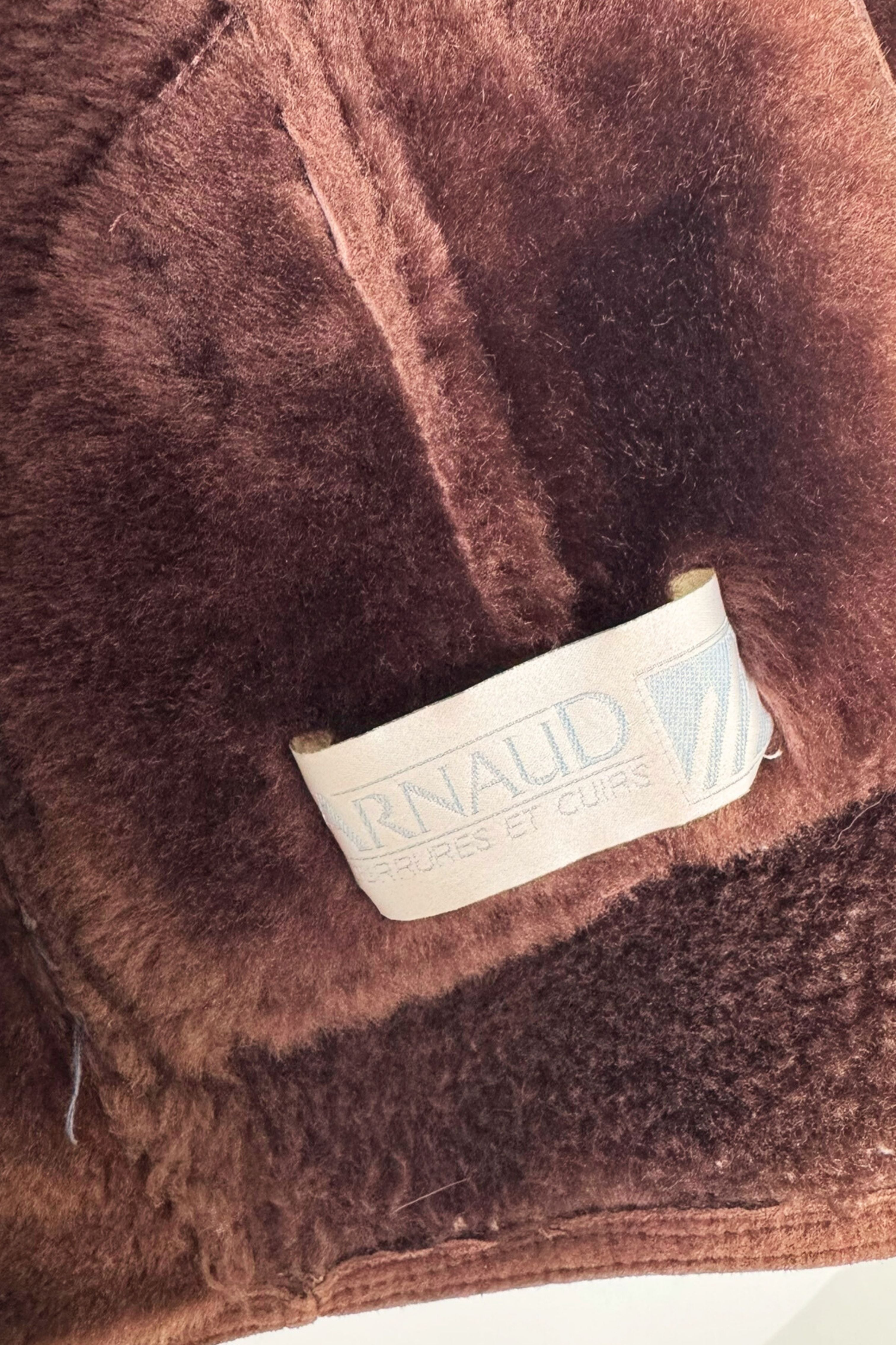 Manteau peau lainée chocolat