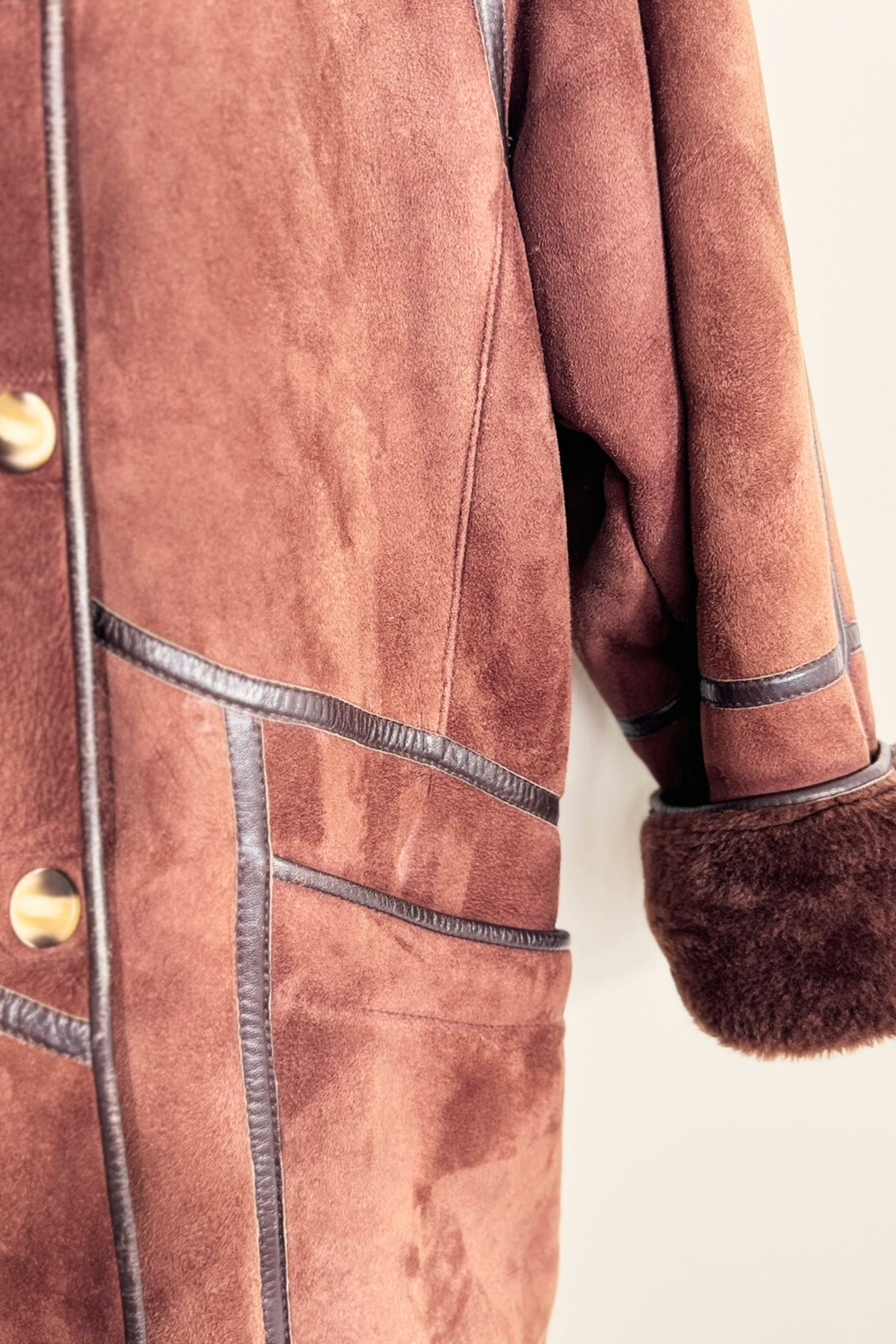 Manteau peau lainée chocolat
