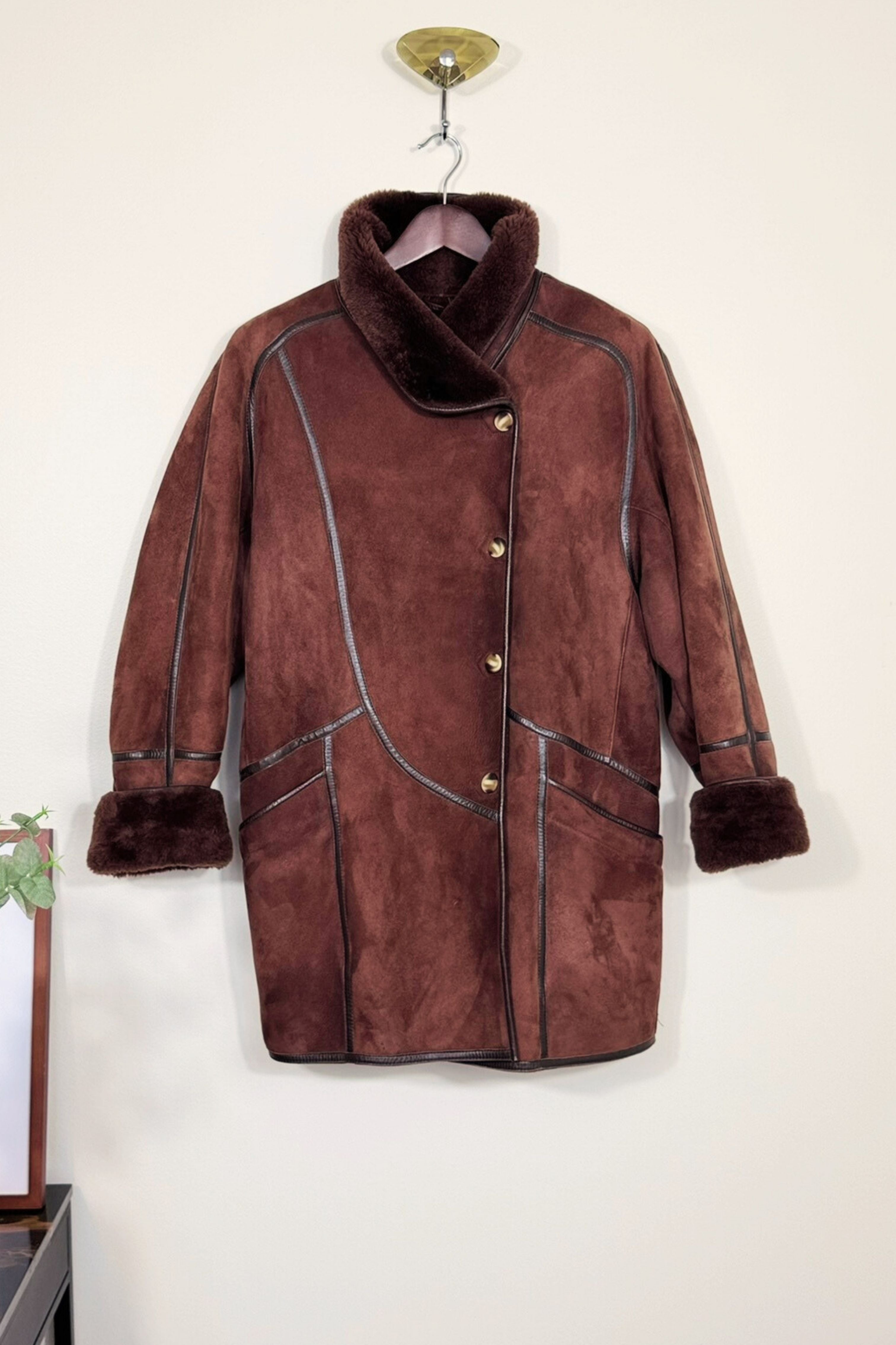 Manteau peau lainée chocolat