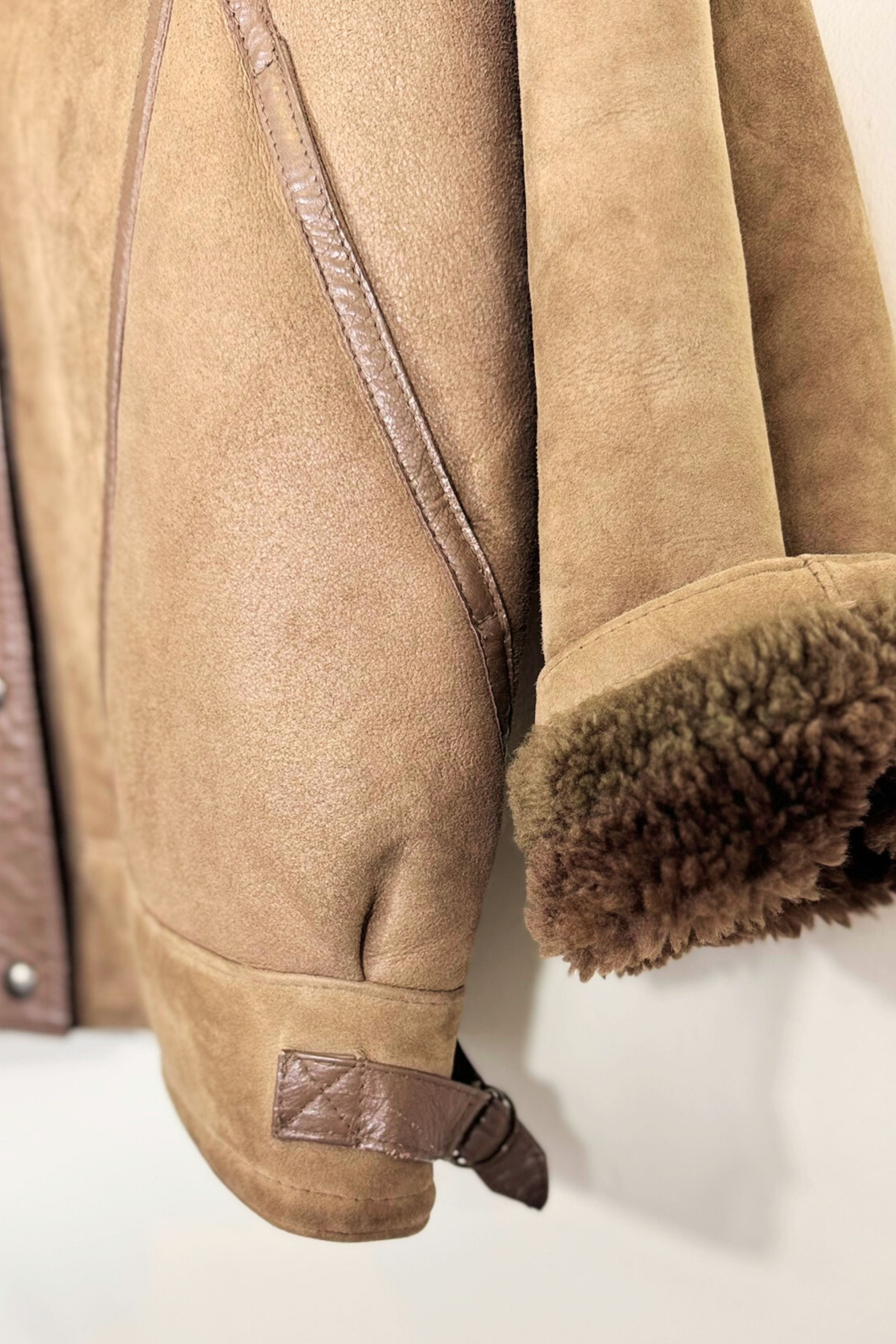 Manteau peau lainée marron clair