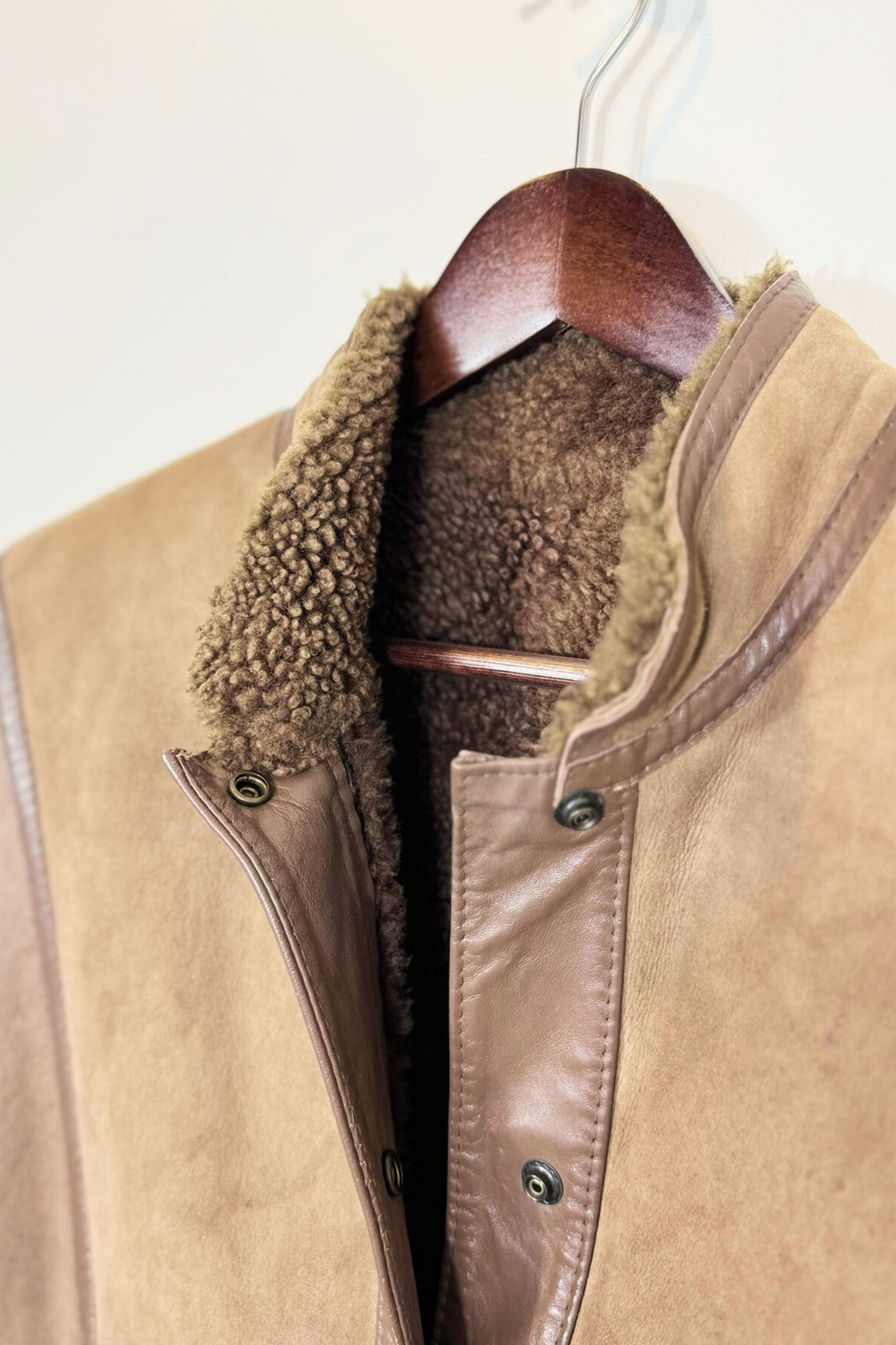 Manteau peau lainée marron clair