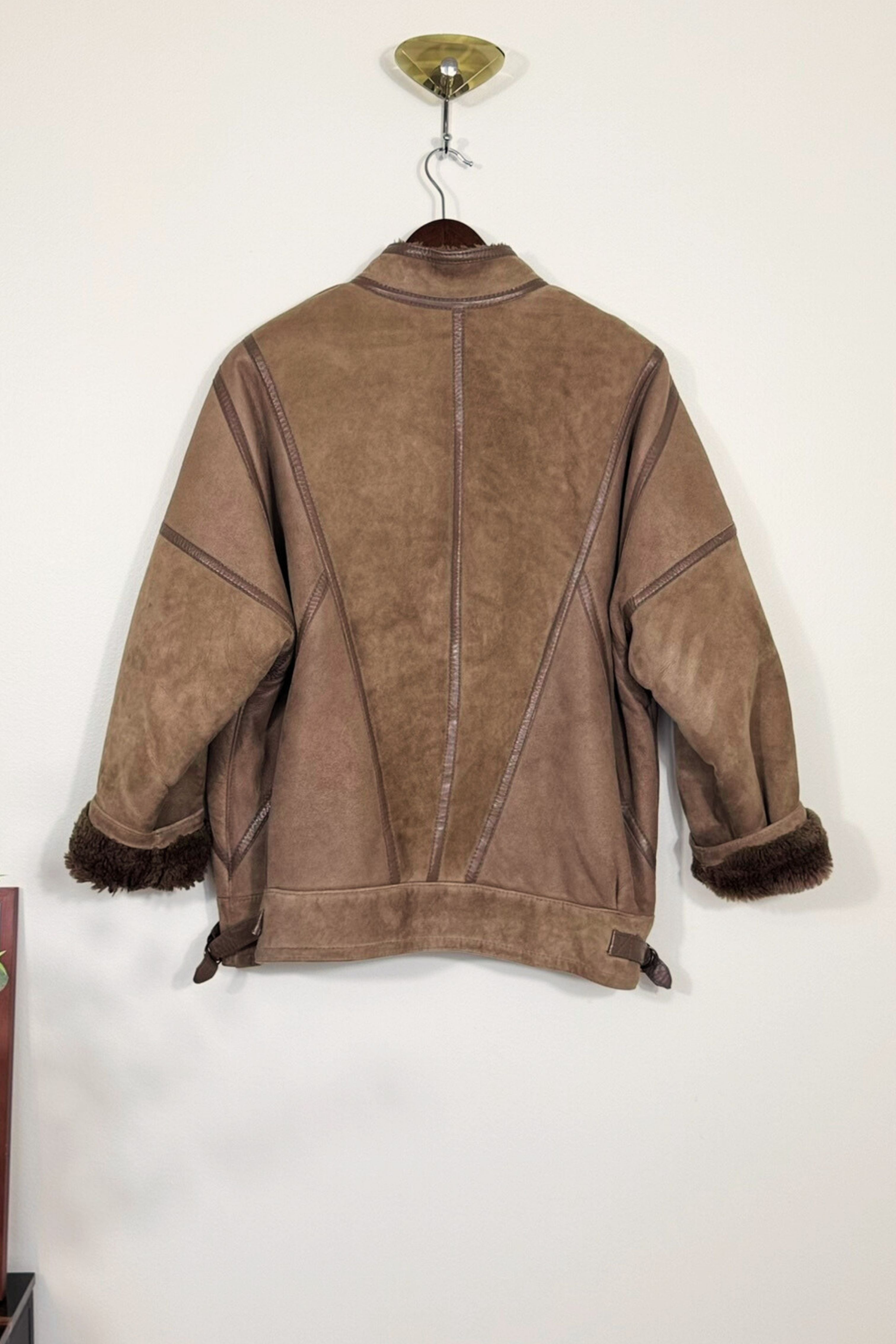 Manteau peau lainée marron clair