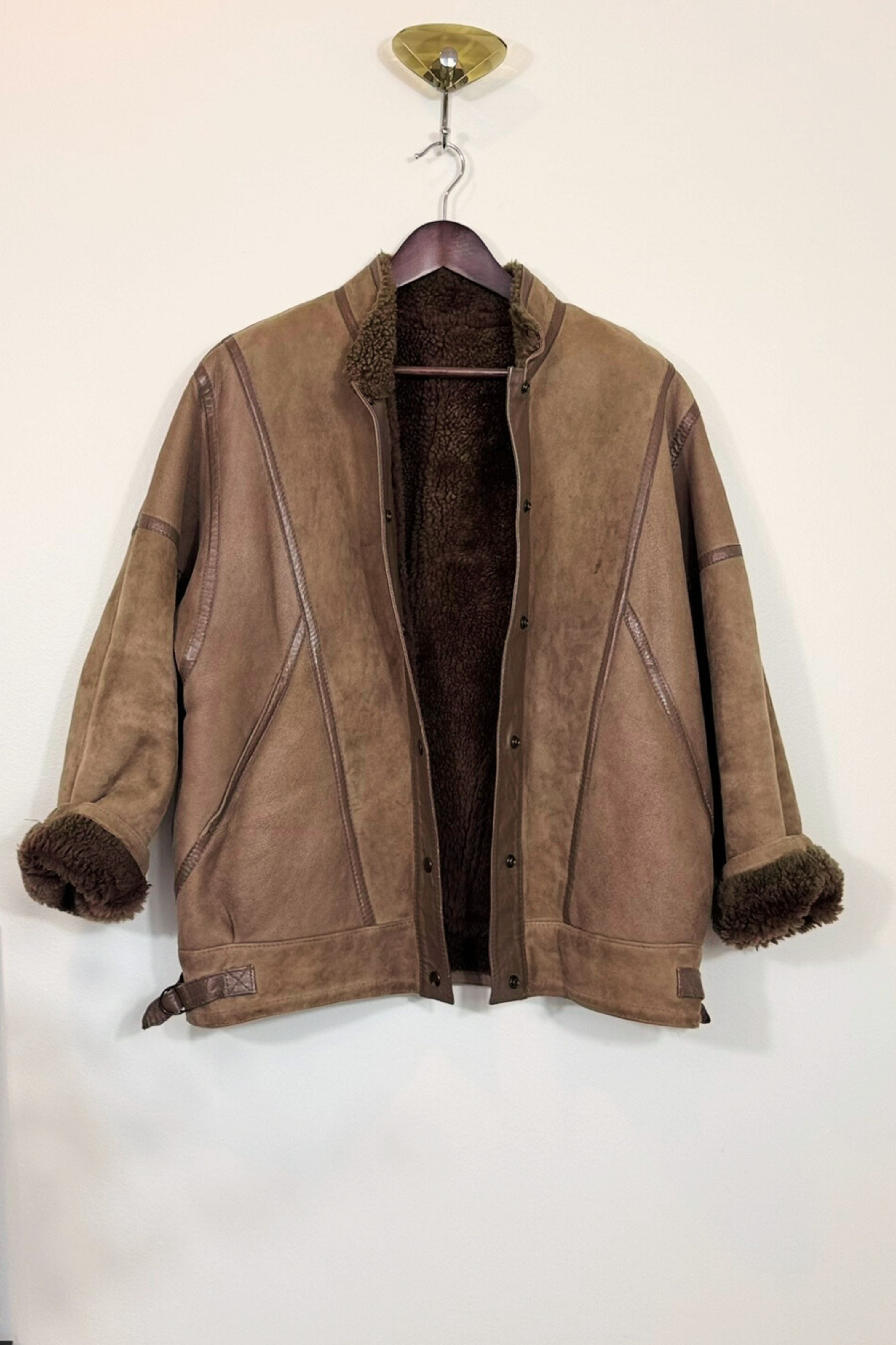 Manteau peau lainée marron clair