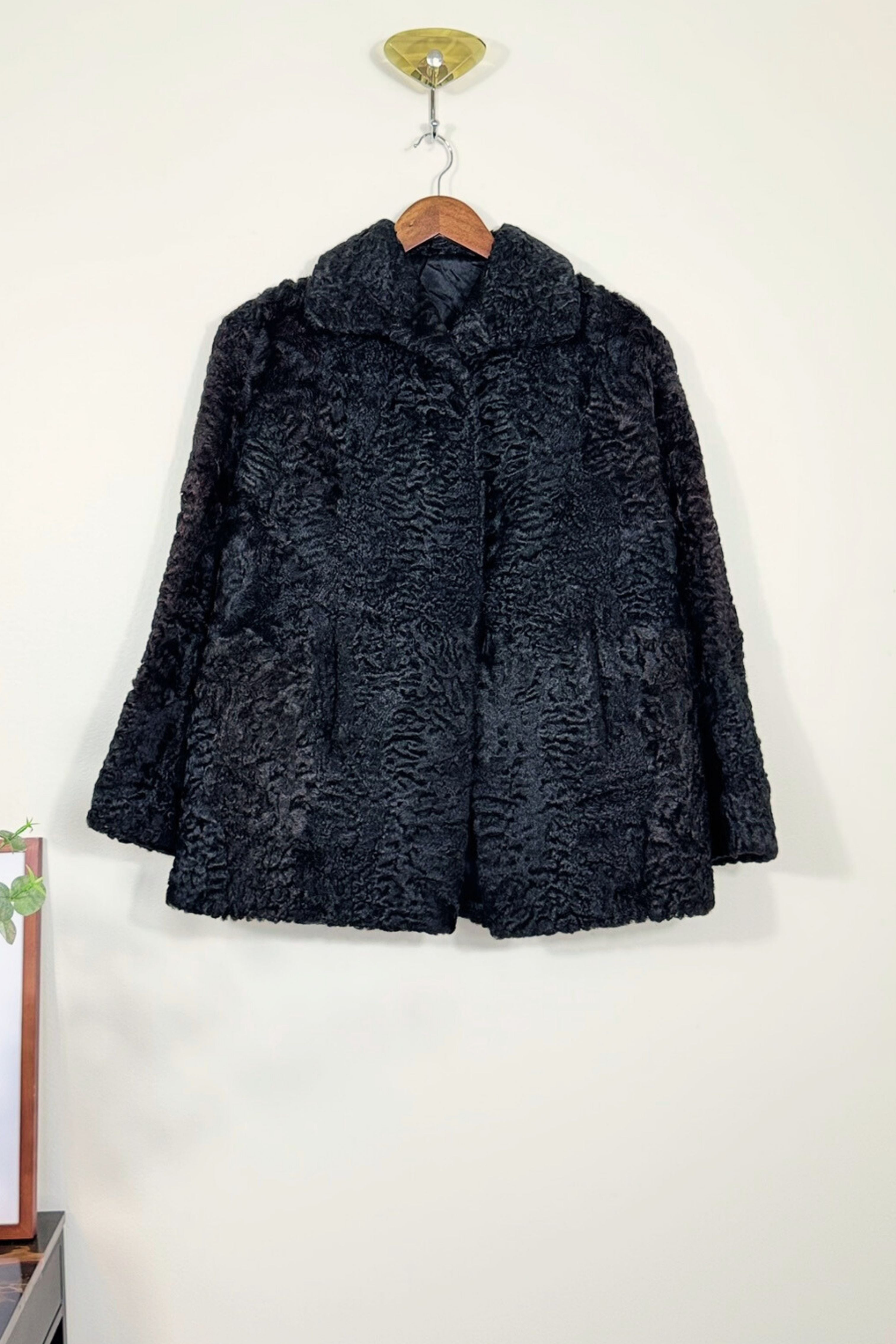 Veste fourrure astrakan noire