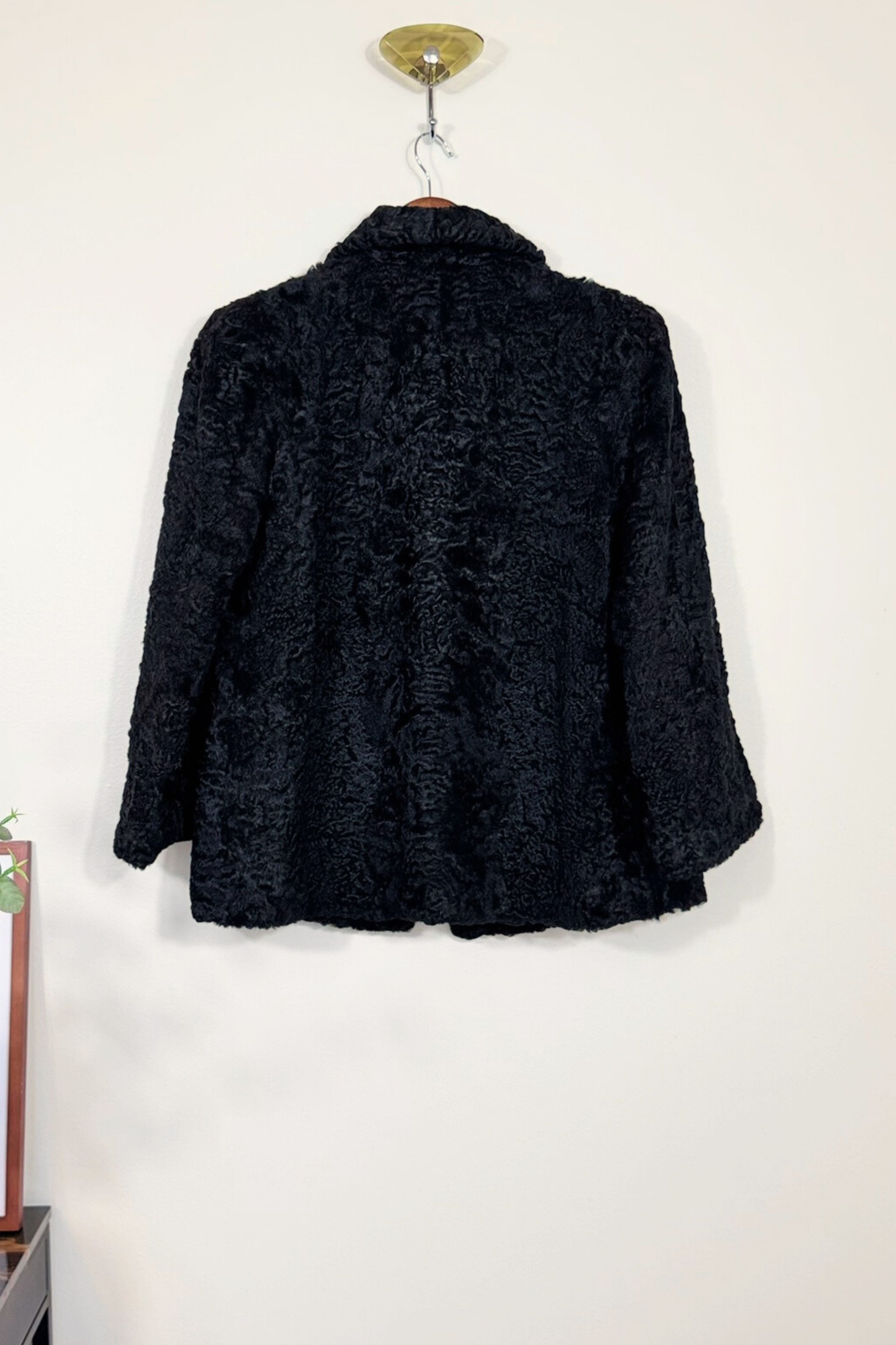 Veste fourrure astrakan noire