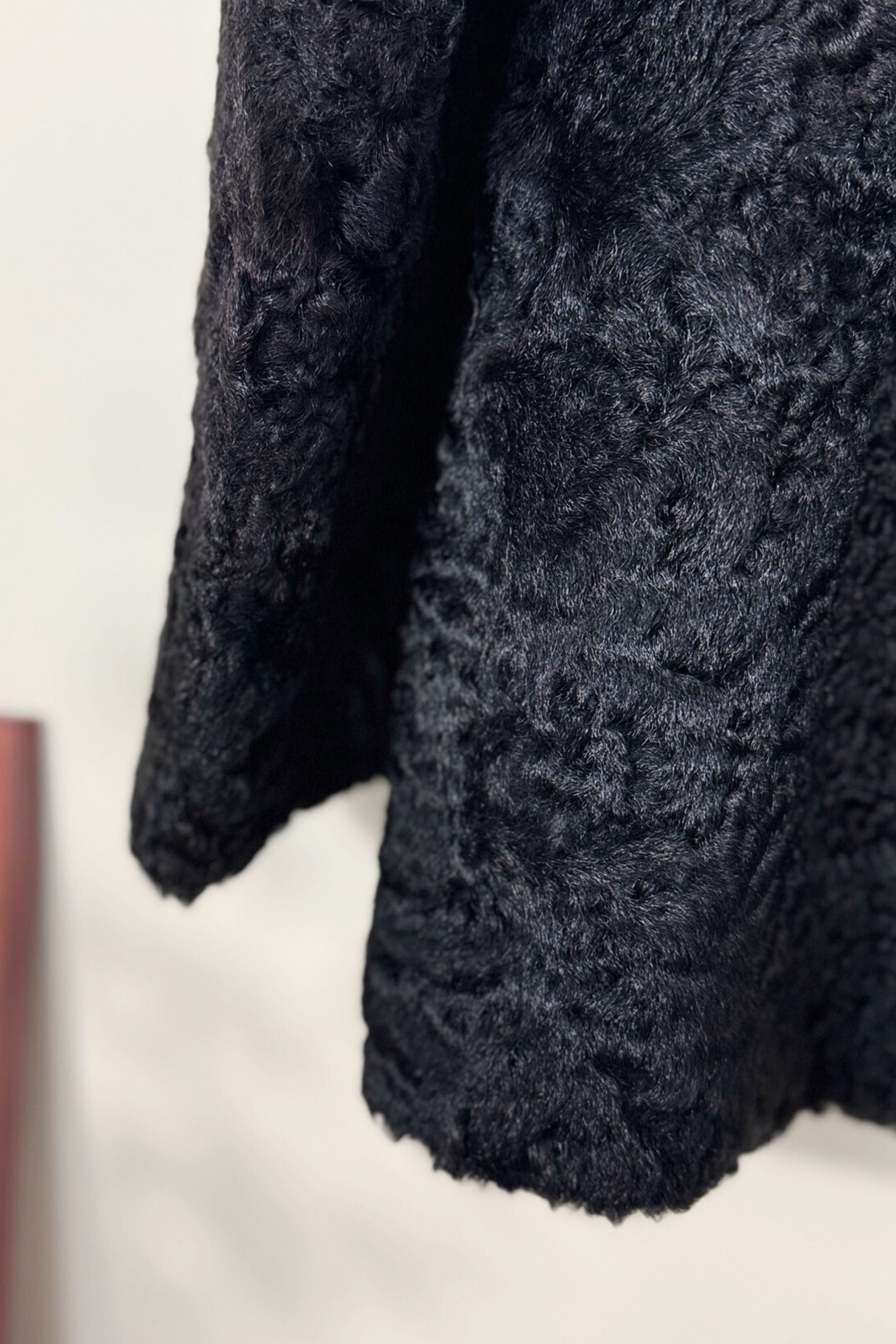 Veste fourrure astrakan noire