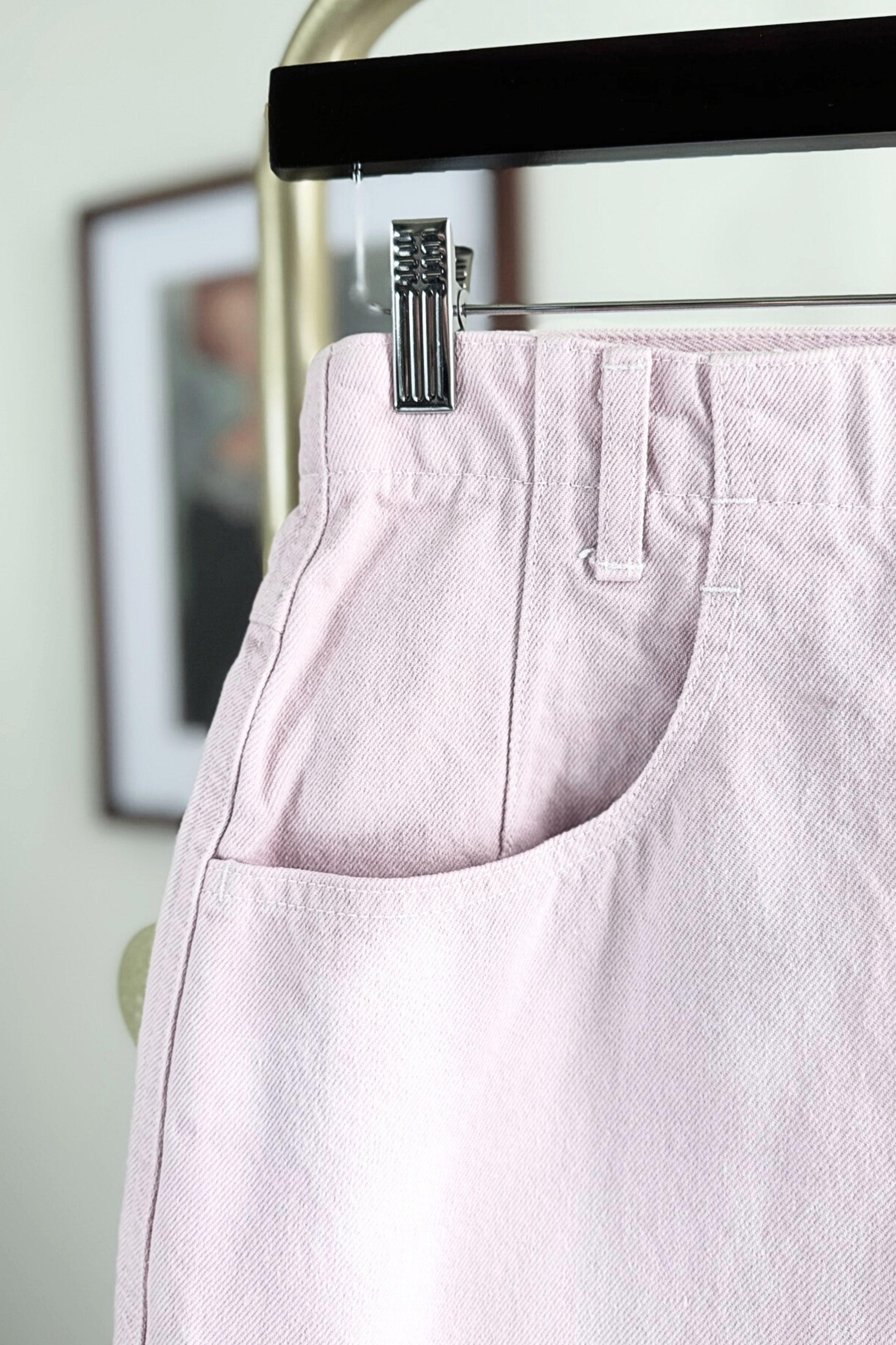 Jupe courte en jeans rose