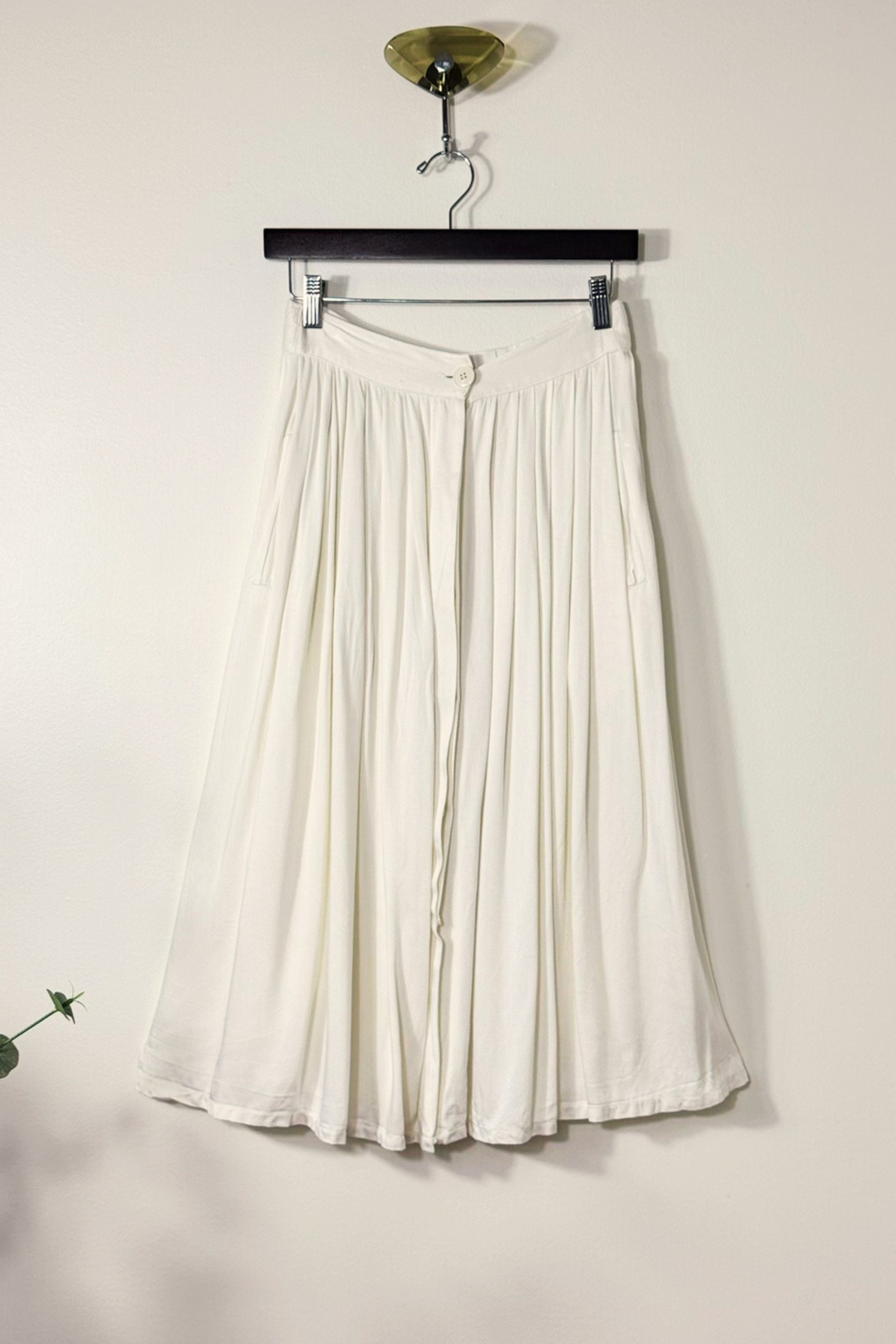 Jupe midi en coton boutonnée blanche