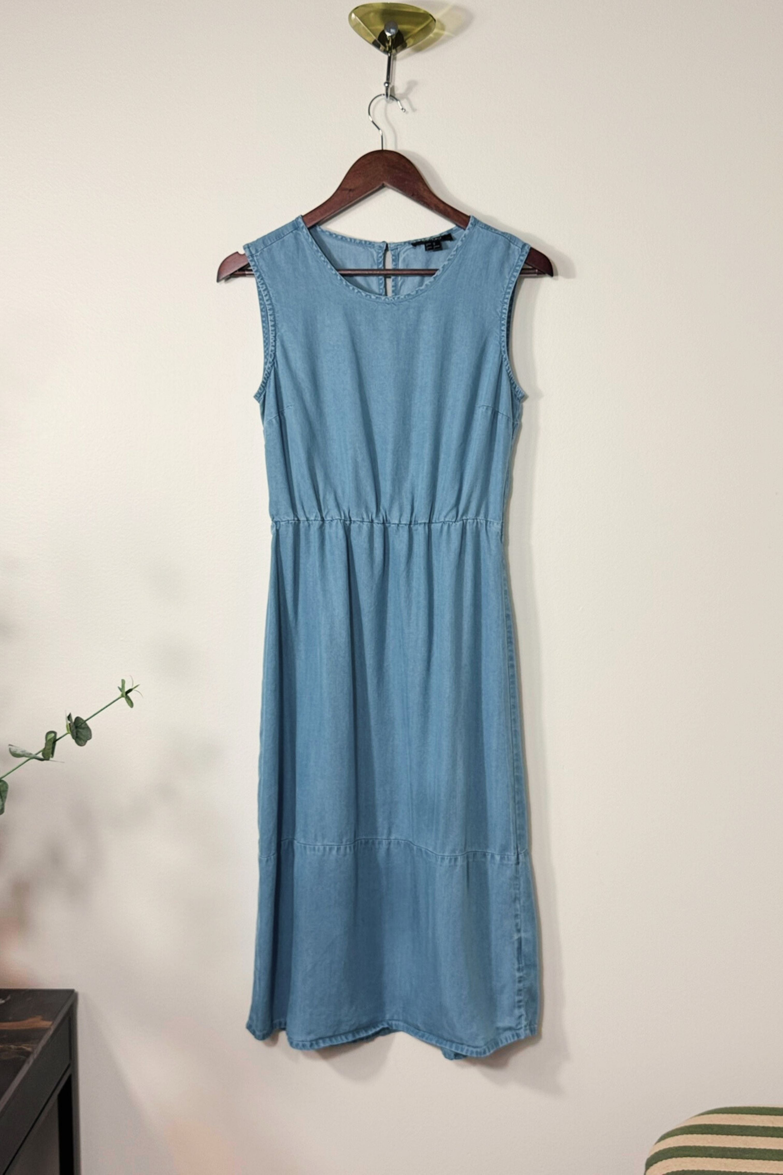 Robe midi en chambray bleu
