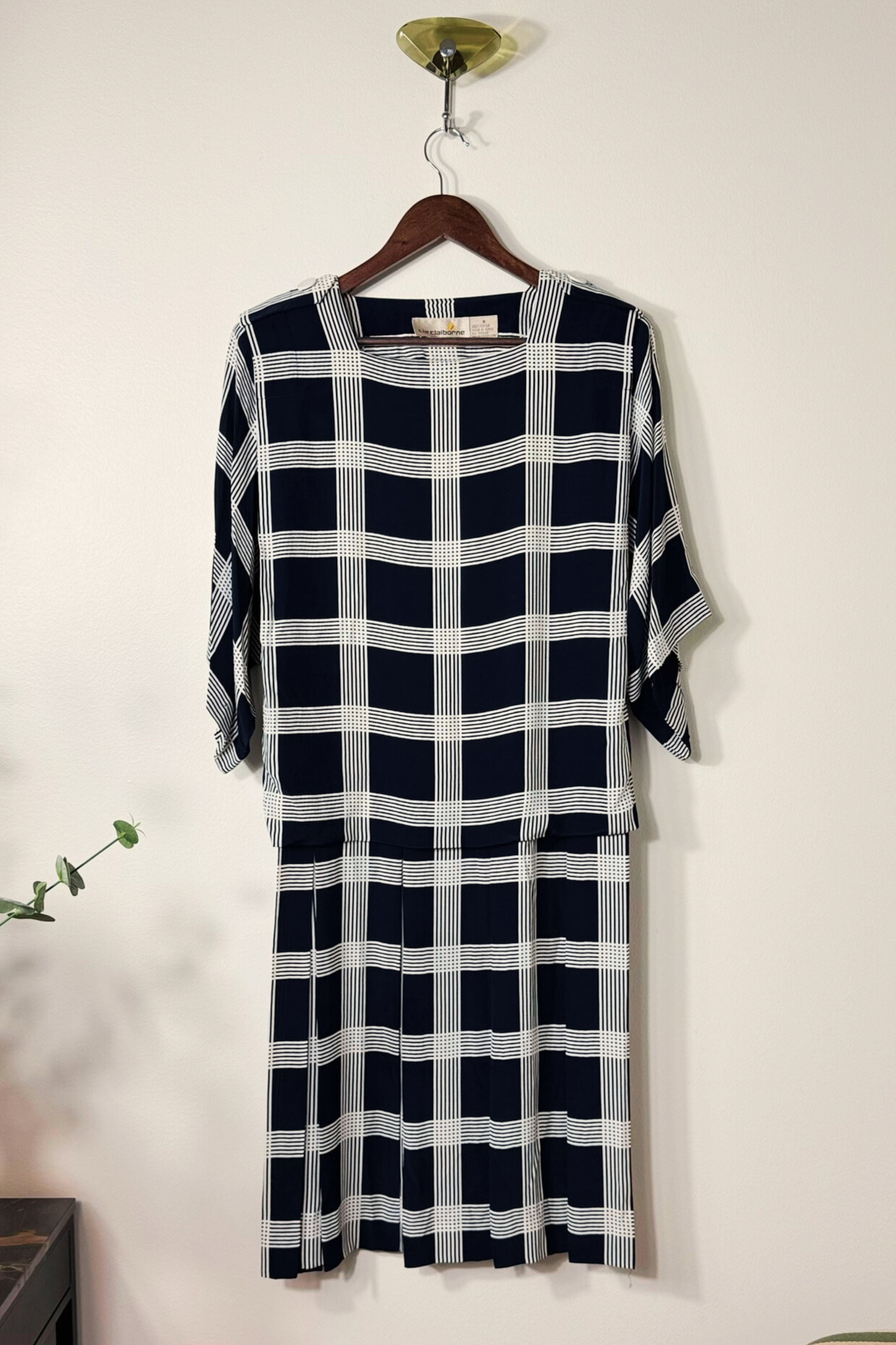 Robe midi à carreaux marine