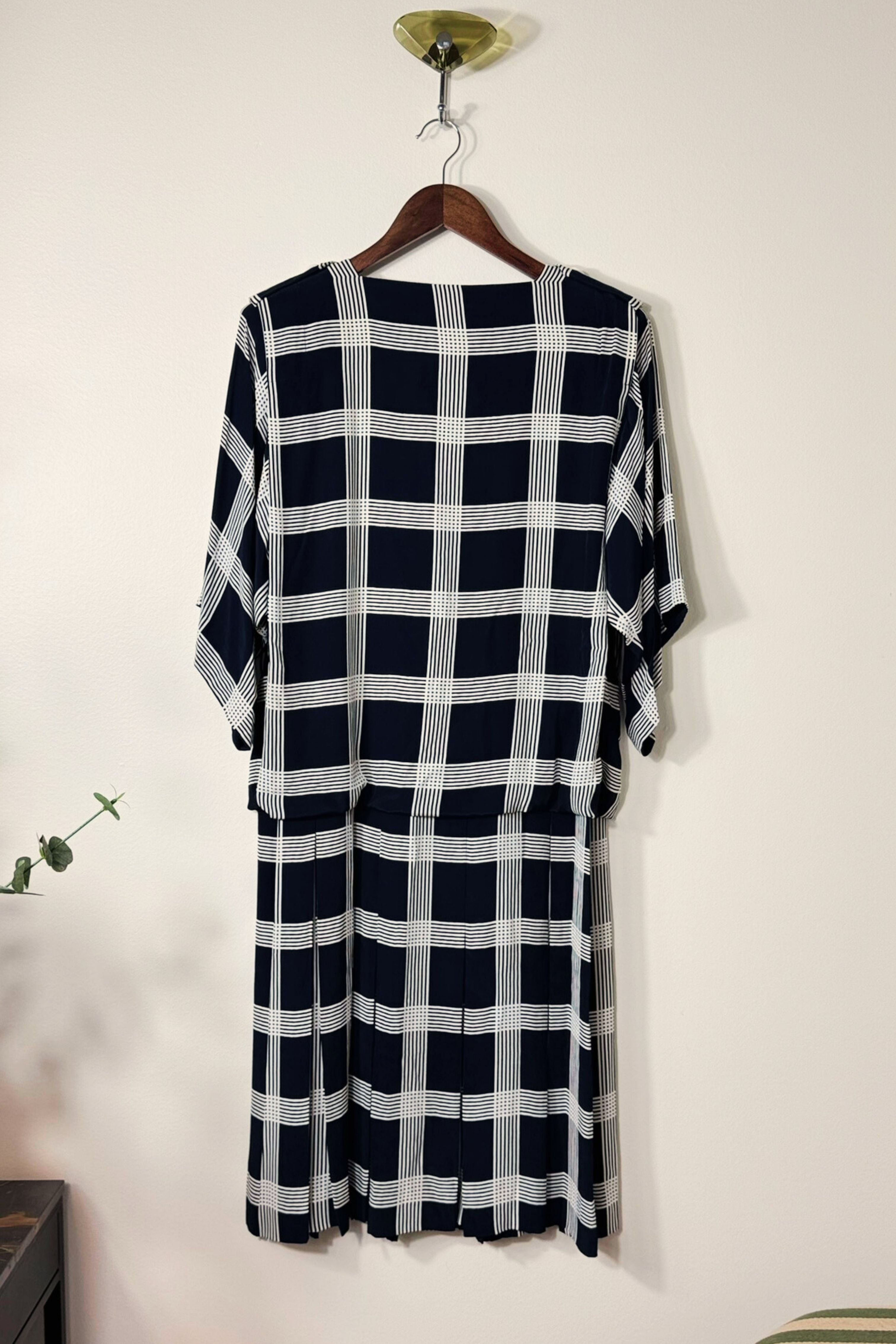 Robe midi à carreaux marine