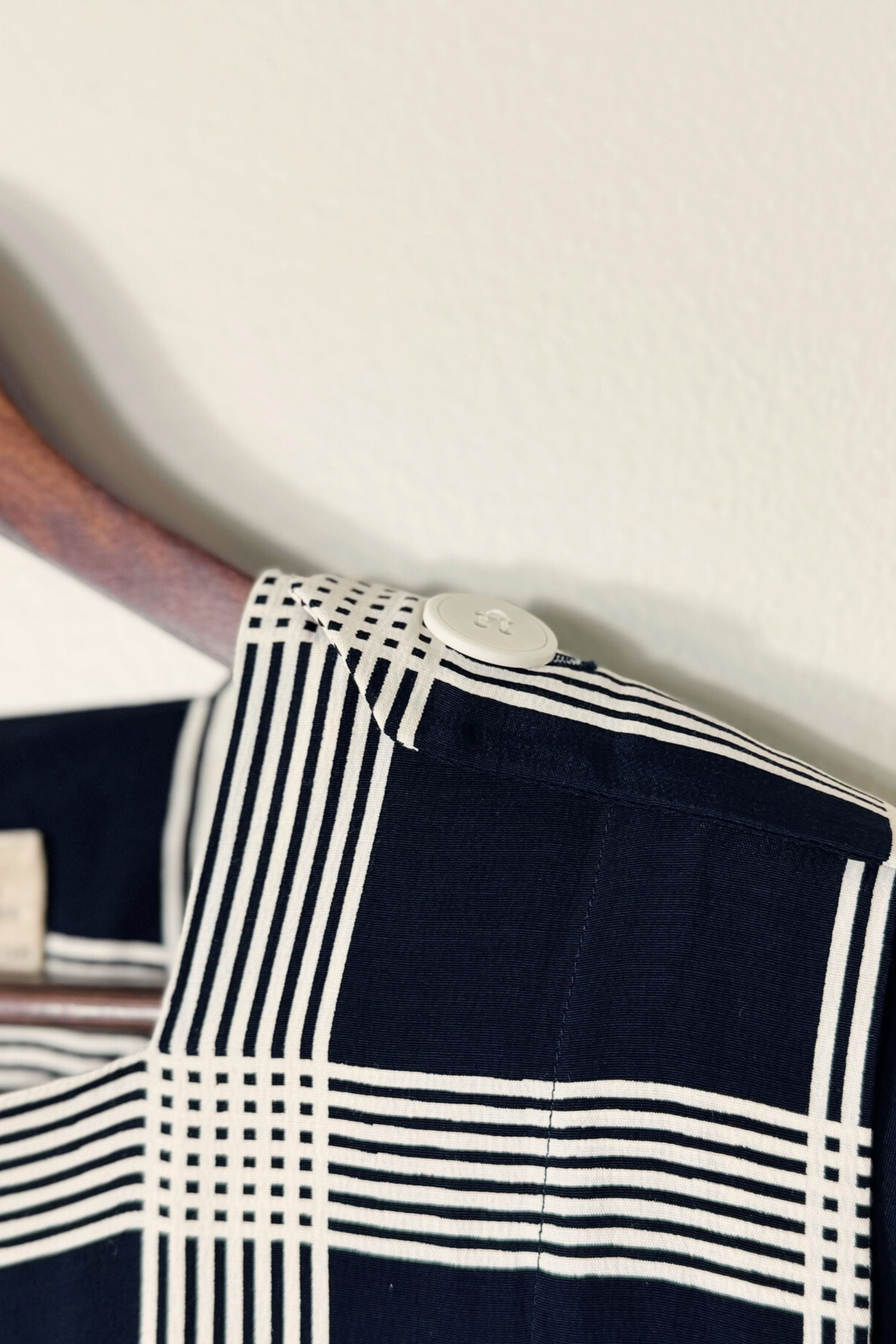 Robe midi à carreaux marine