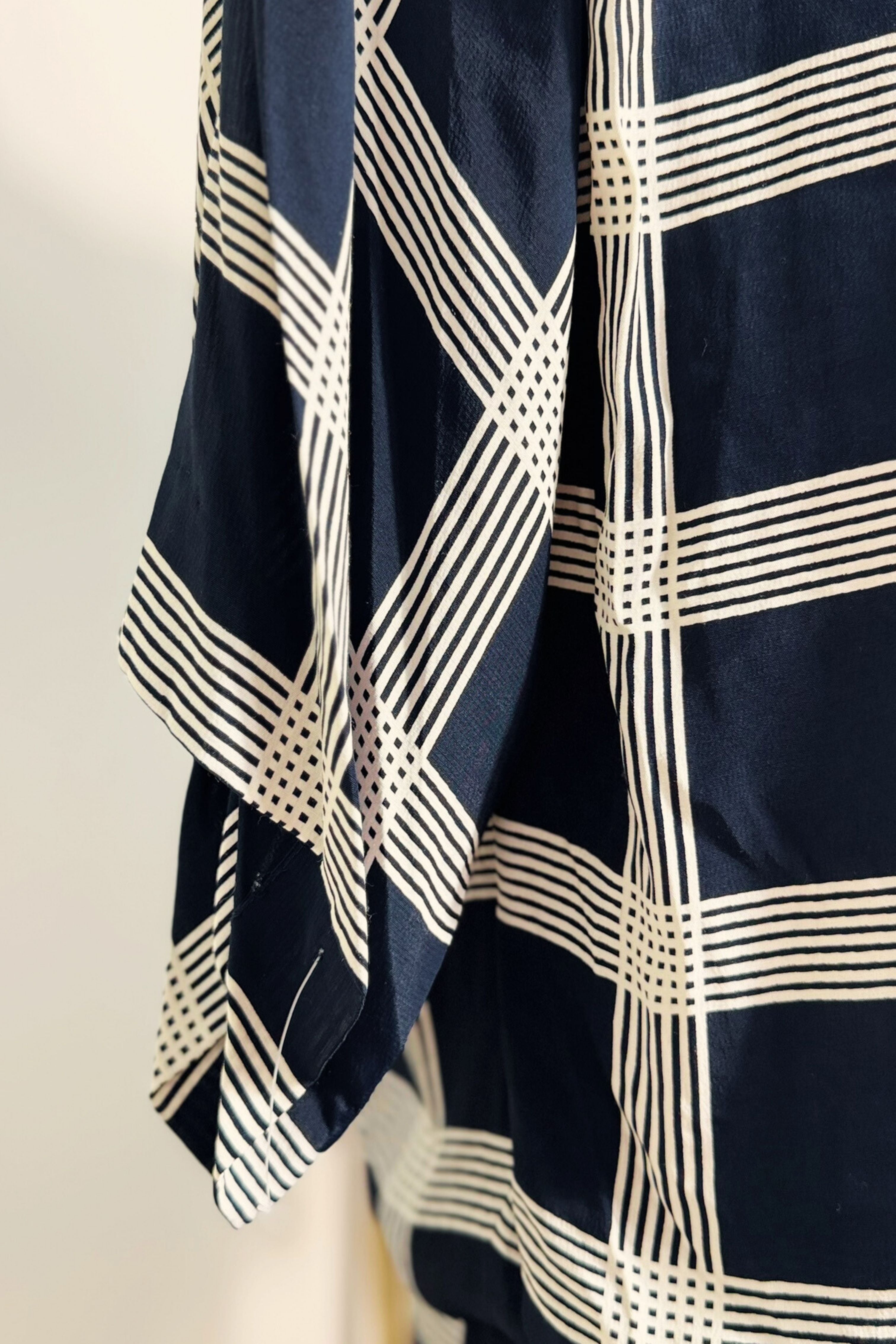 Robe midi à carreaux marine