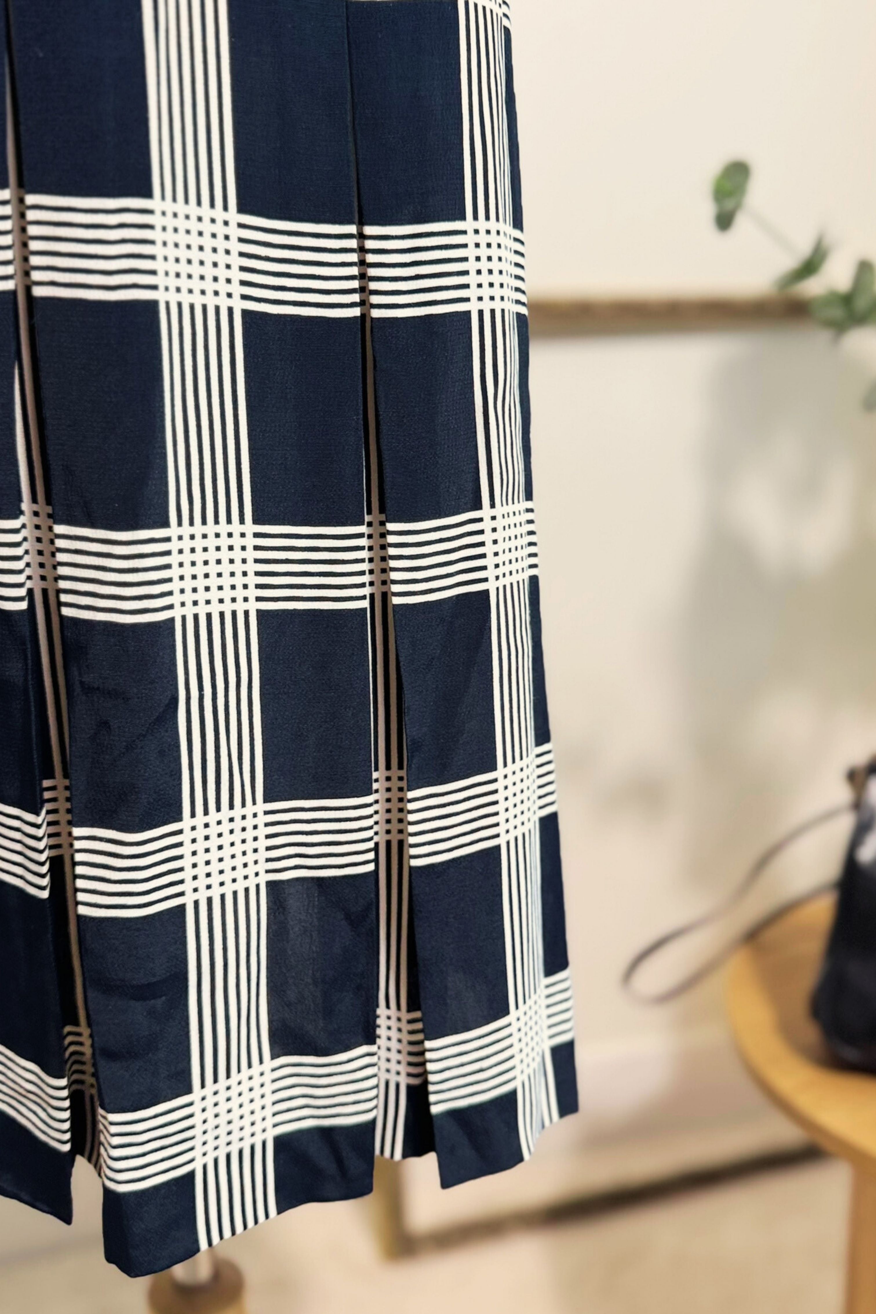 Robe midi à carreaux marine