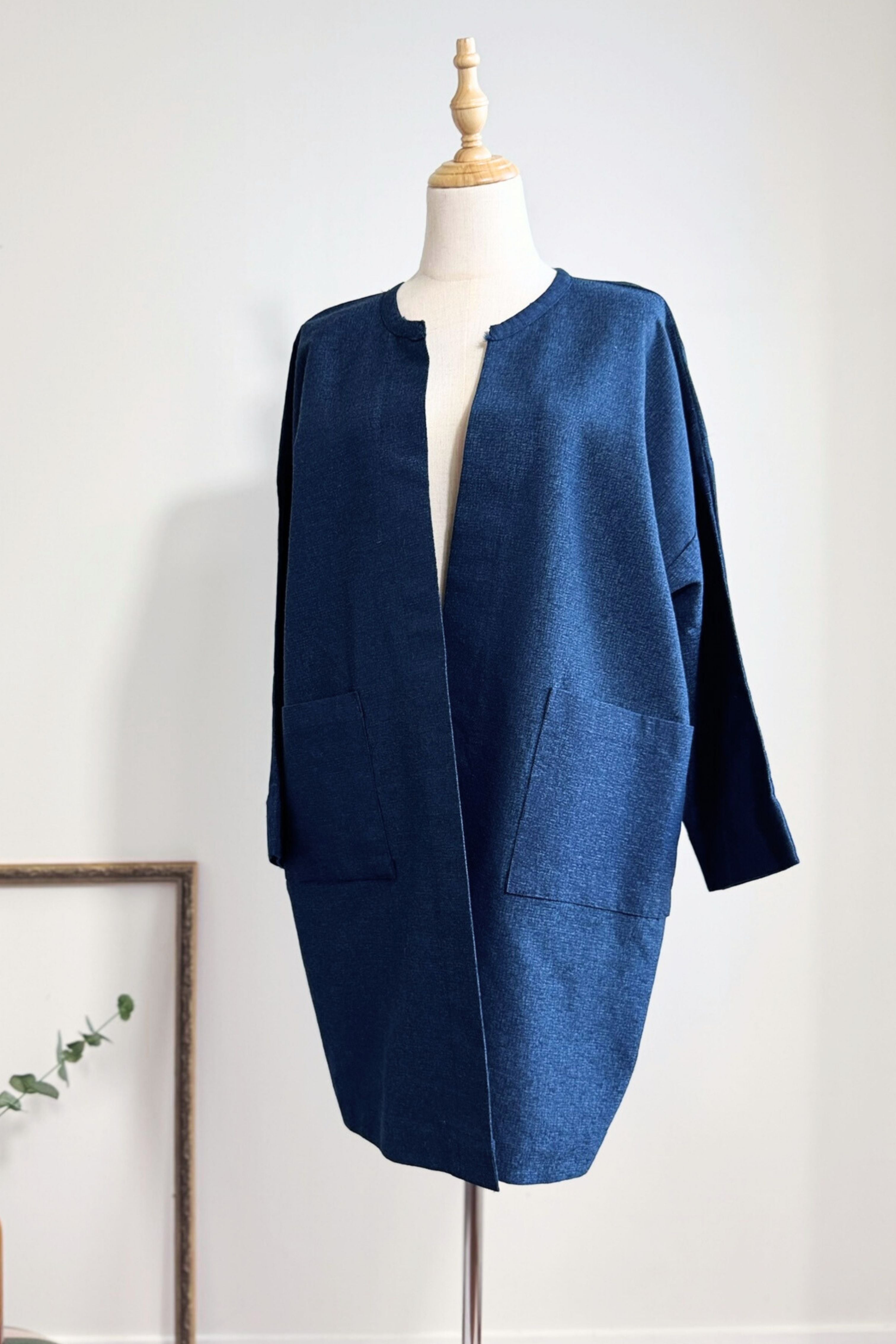 Veste Kimono épaisse bleu marine