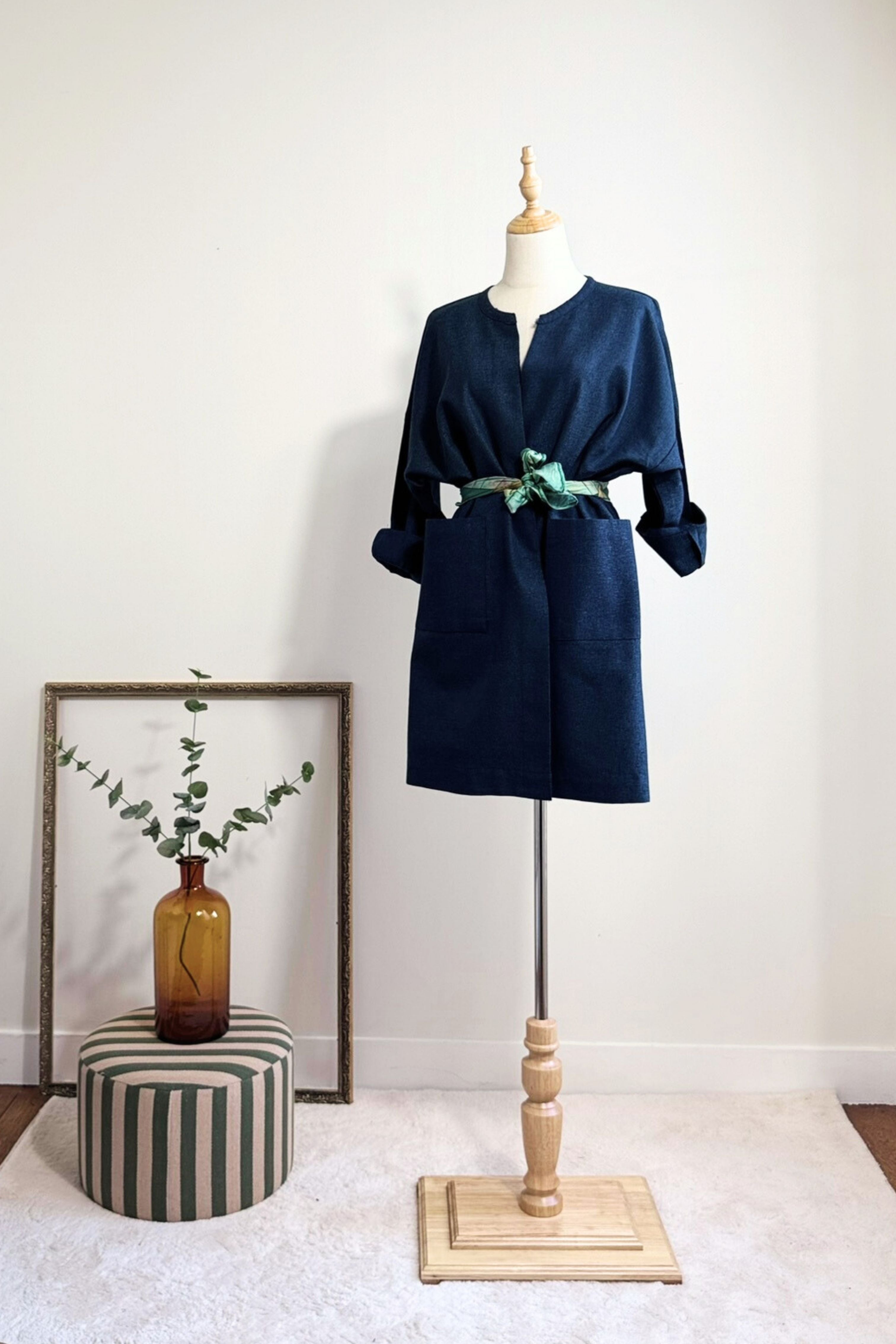 Veste Kimono épaisse bleu marine