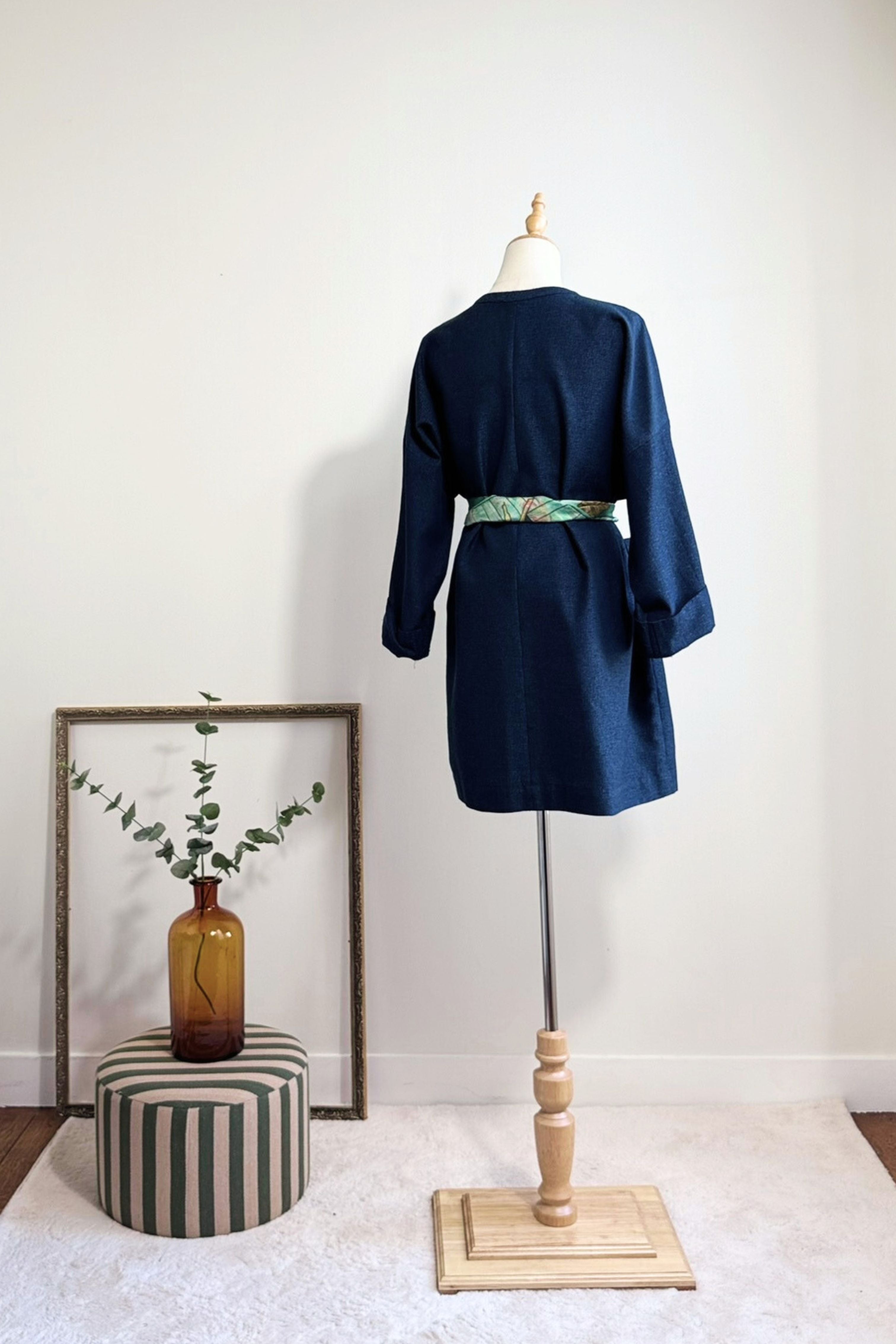 Veste Kimono épaisse bleu marine