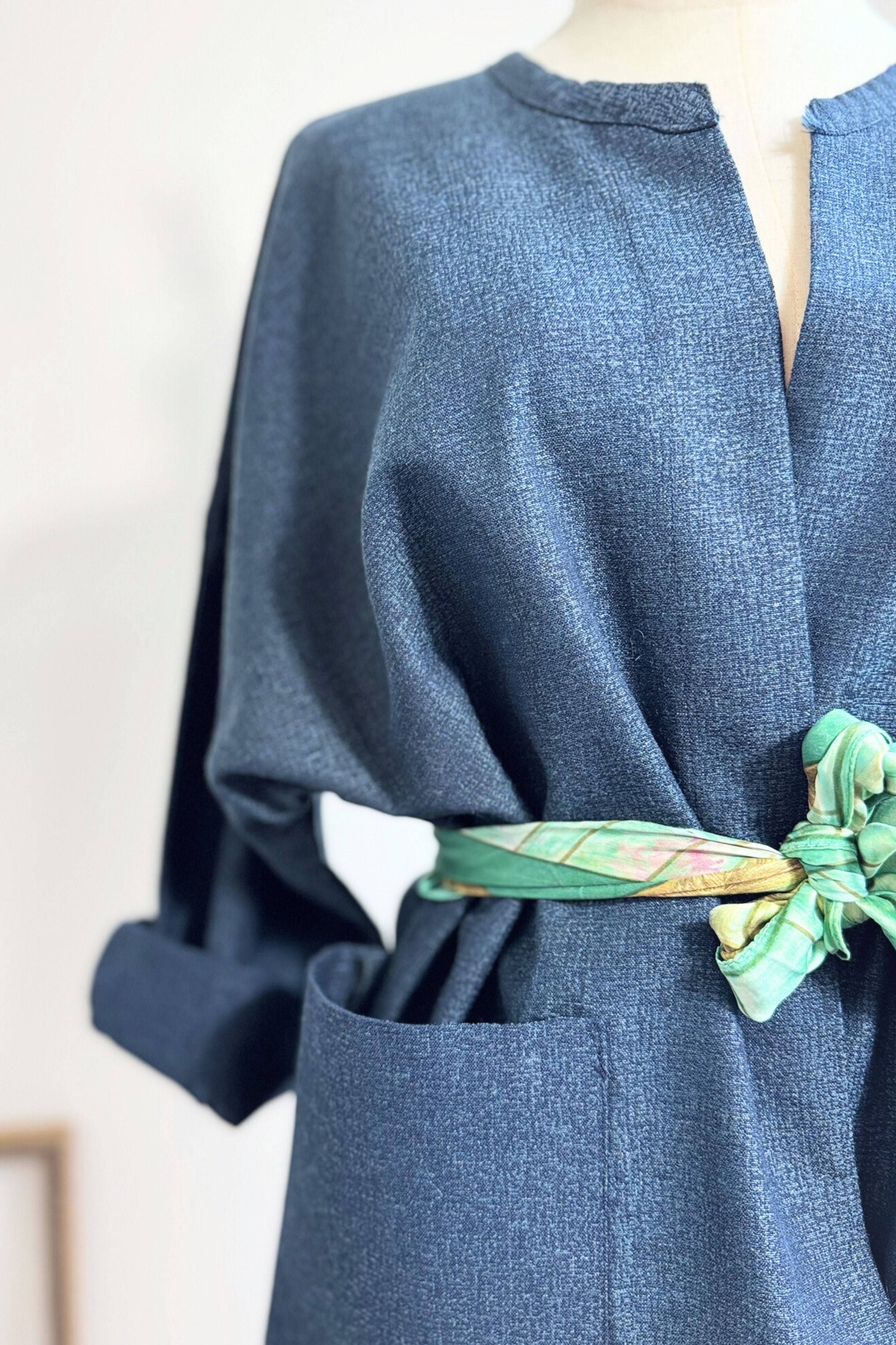 Veste Kimono épaisse bleu marine