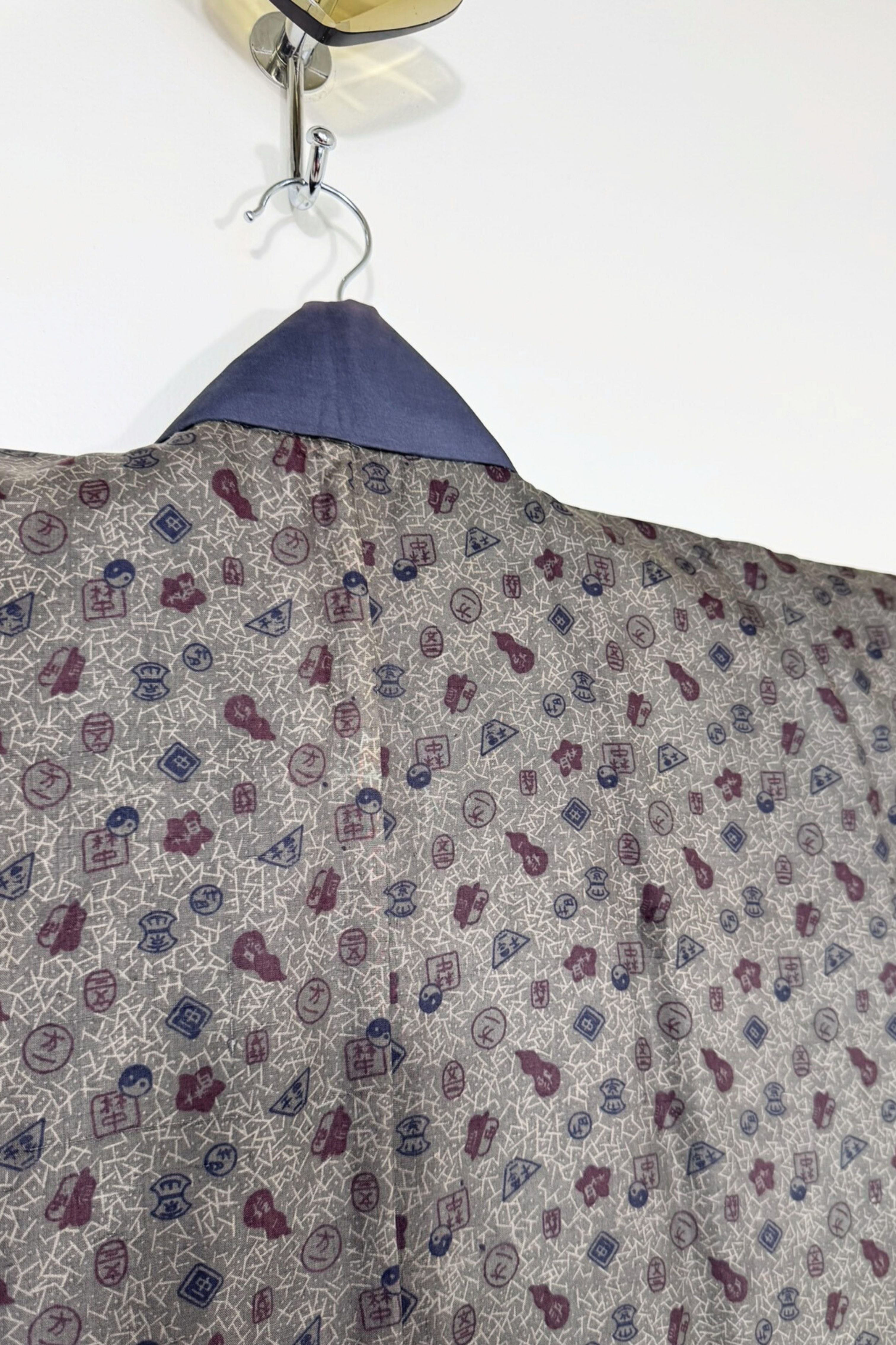 Kimono long en soie à motifs japonais