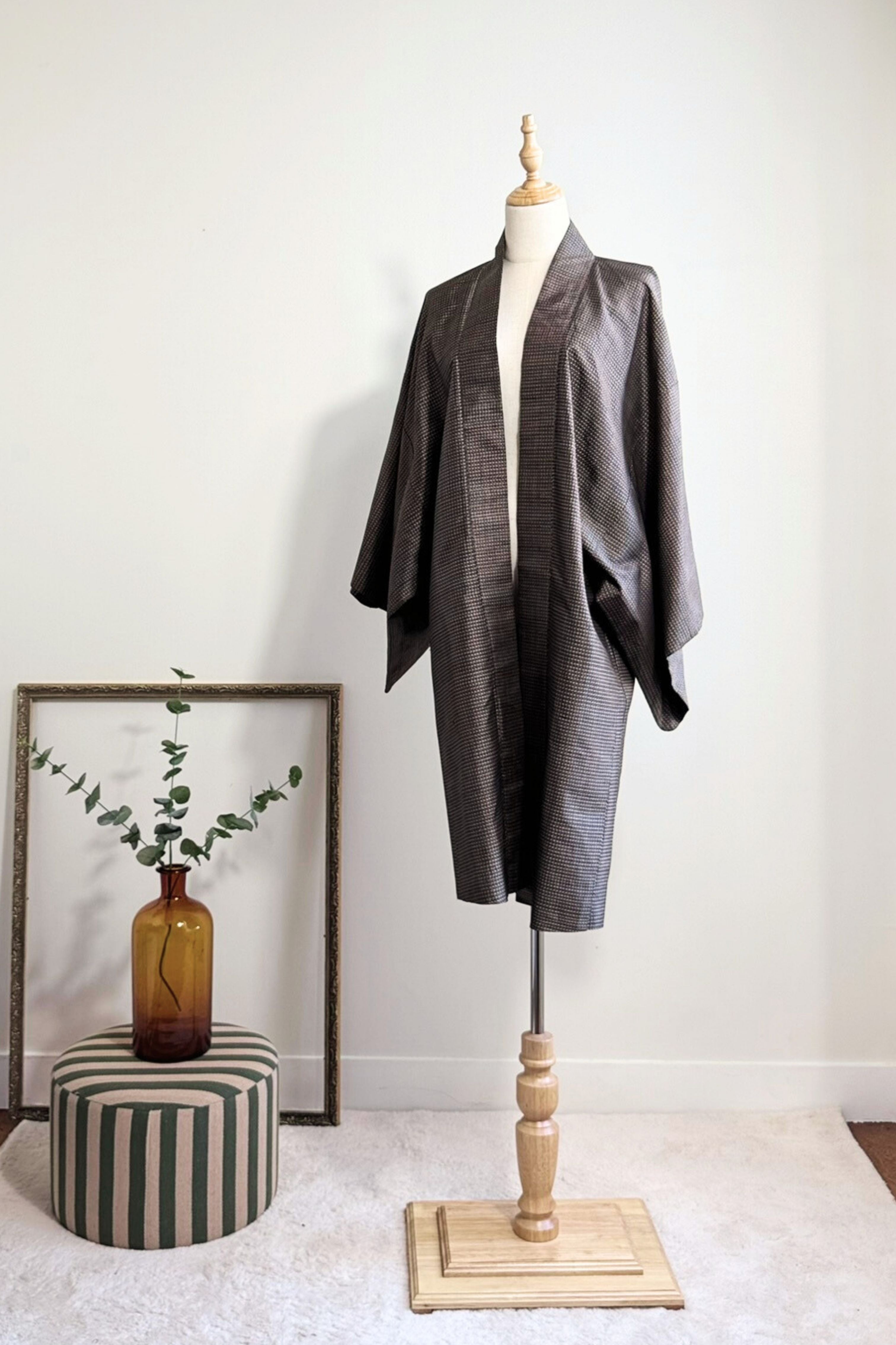 Kimono mi-long en coton bronze