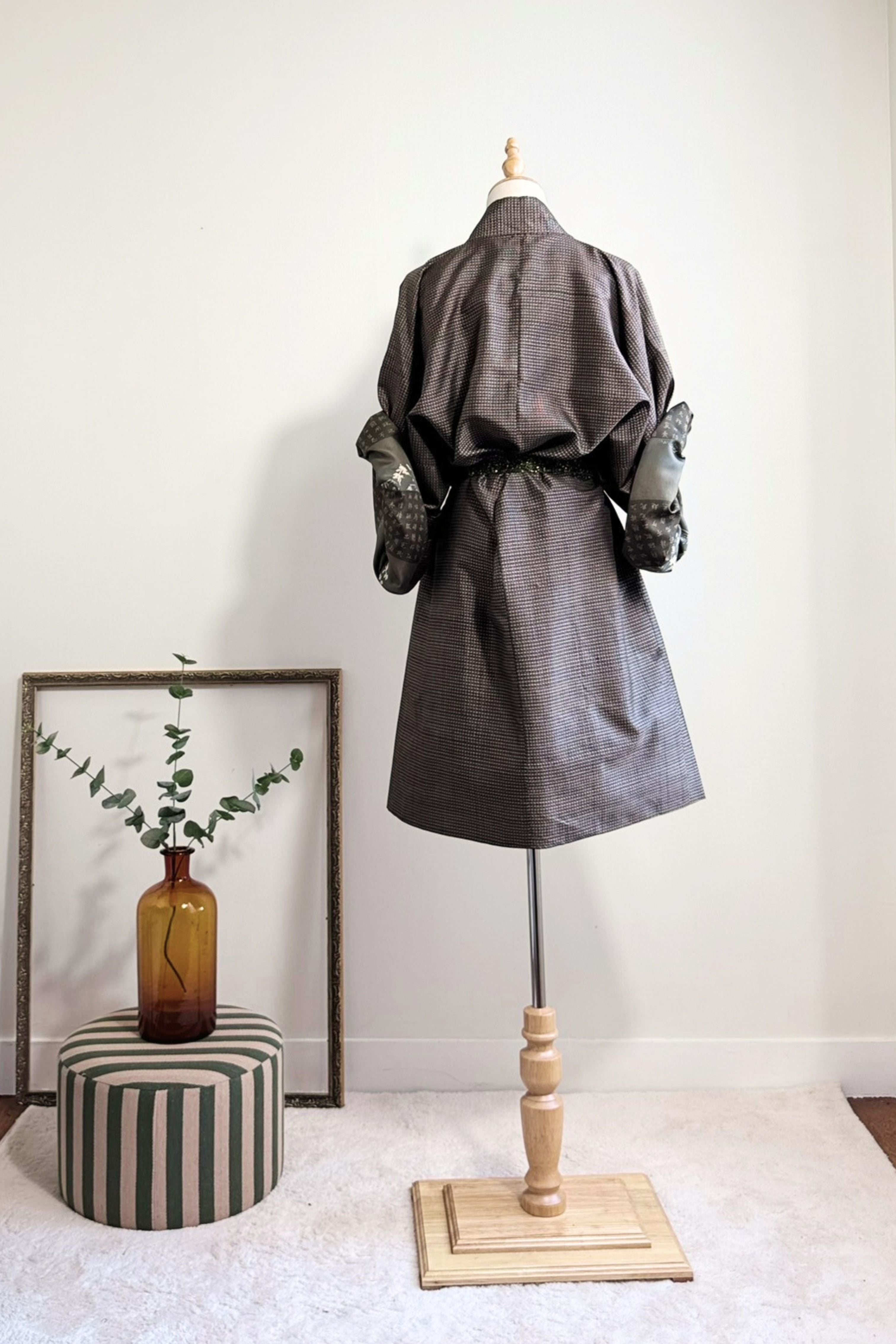 Kimono mi-long en coton bronze