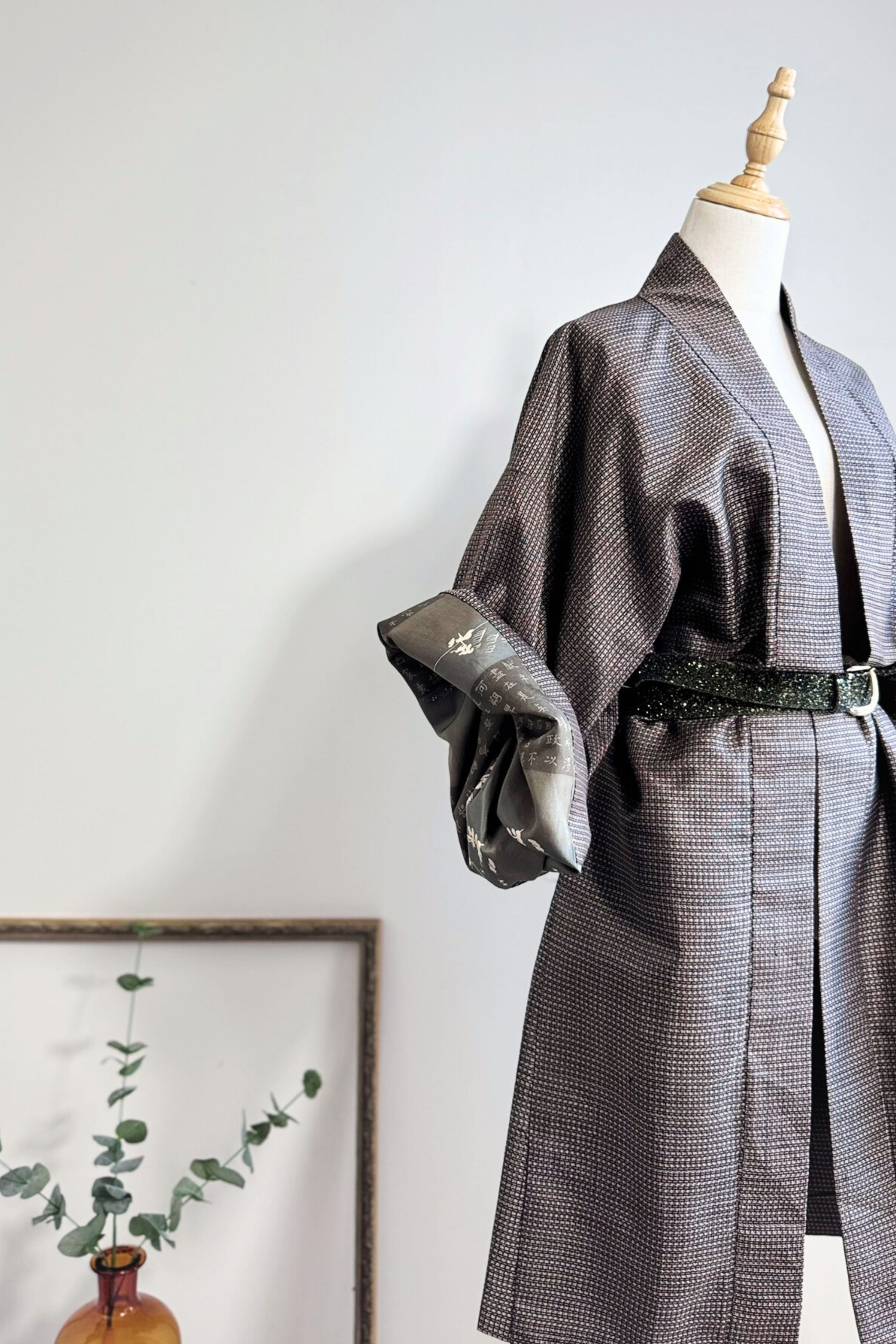Kimono mi-long en coton bronze
