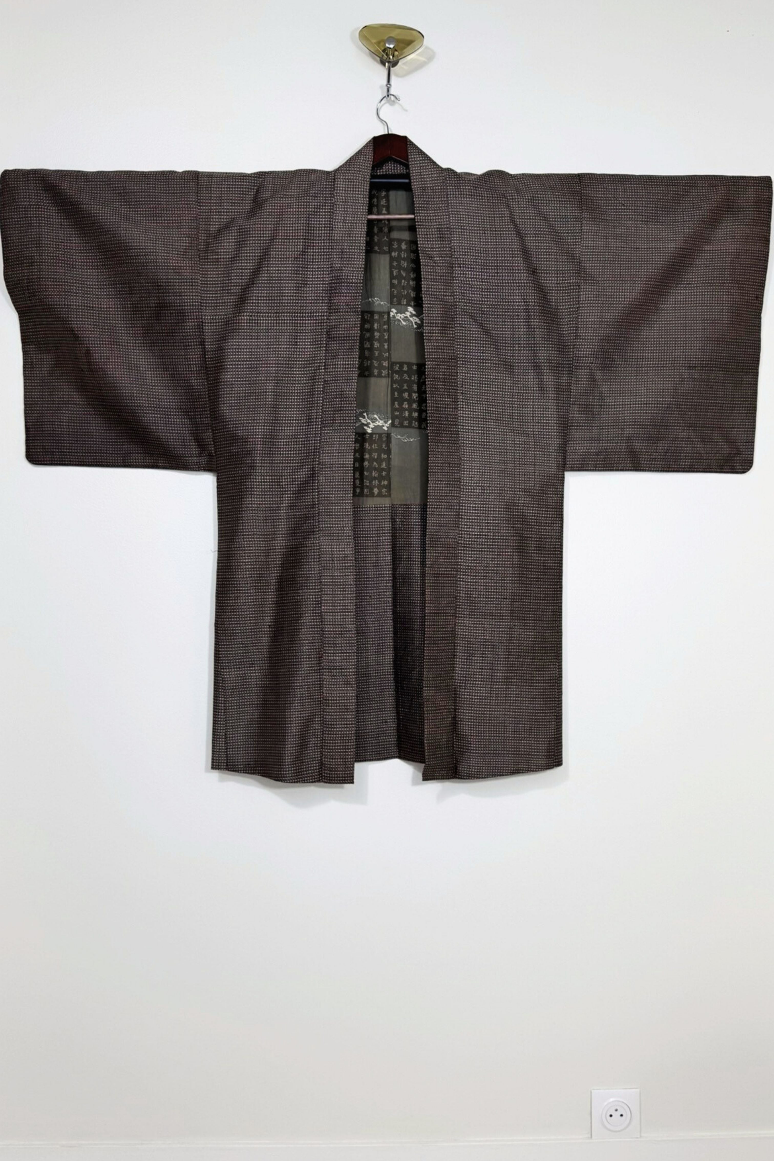 Kimono mi-long en coton bronze