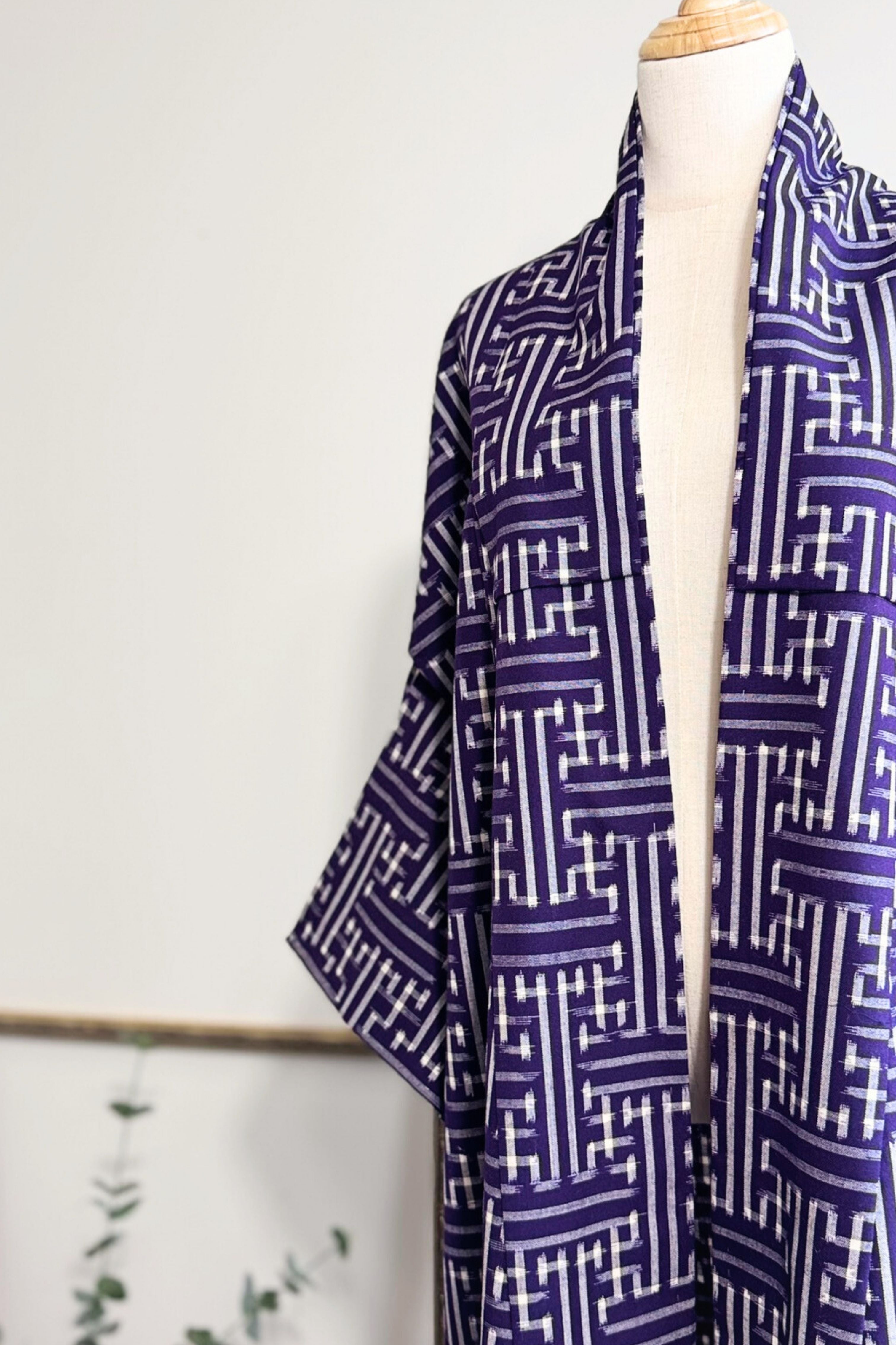 Kimono long en coton épais motifs graphiques