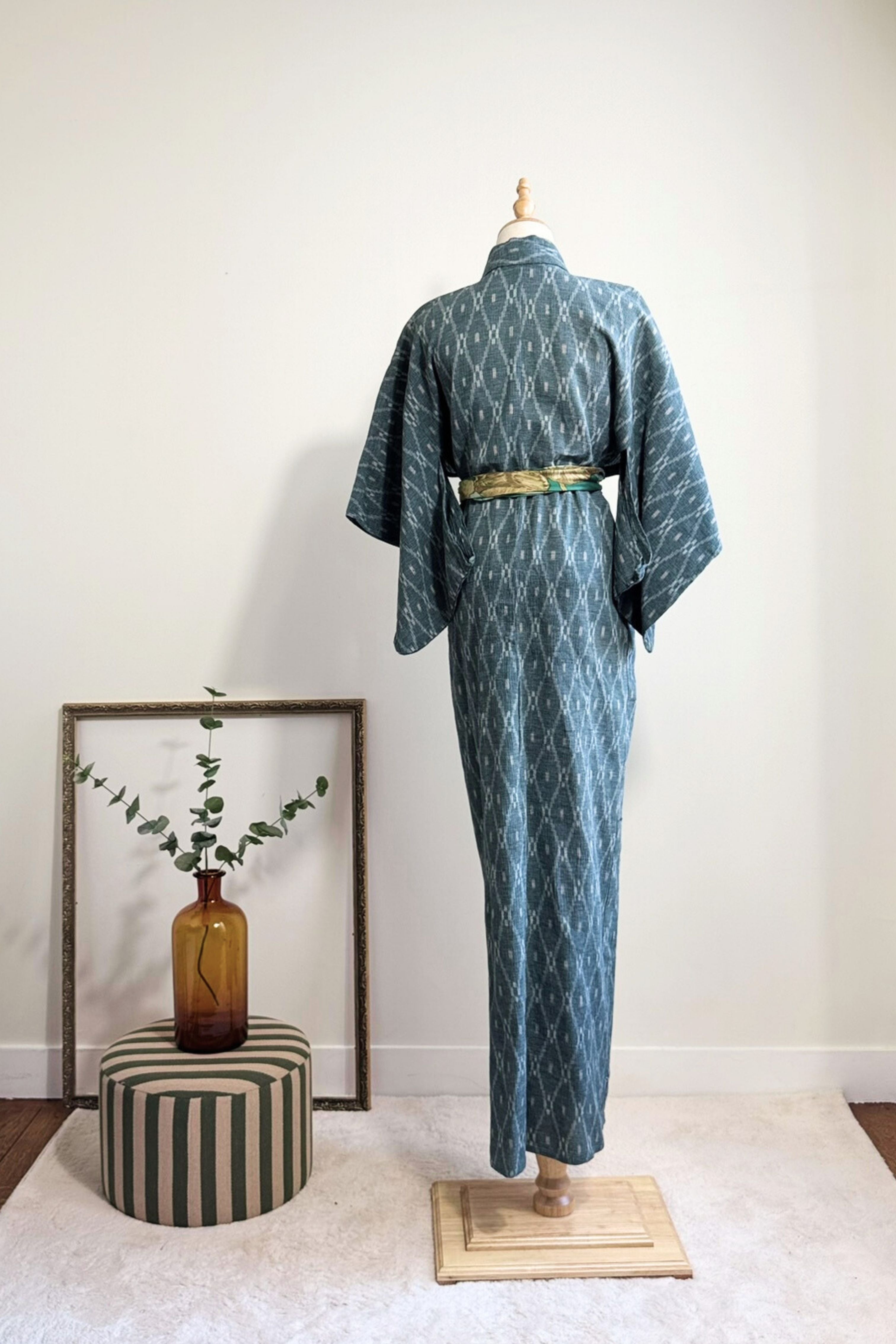 Kimono long épais à motifs vert