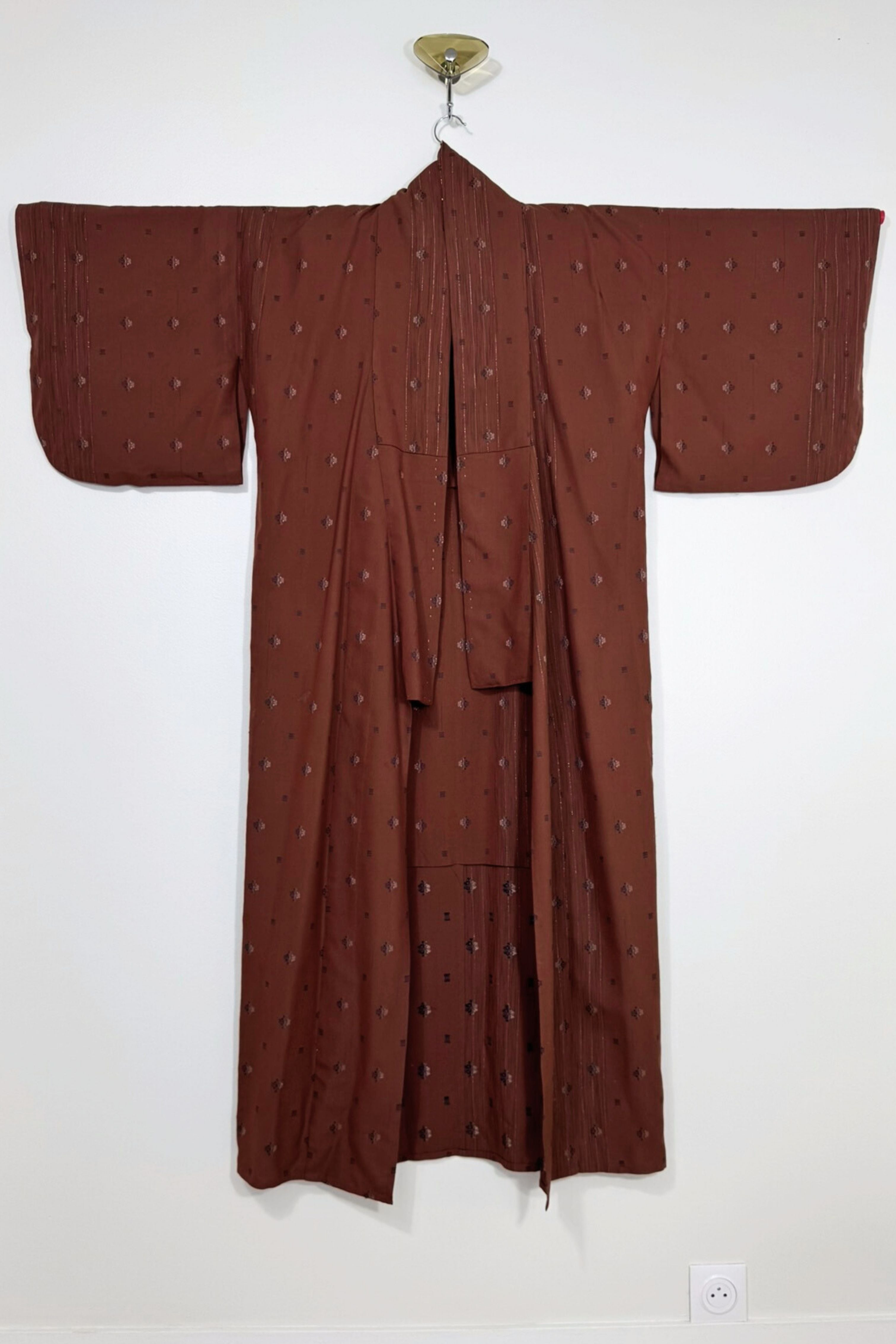 Kimono long en coton à motif chocolat