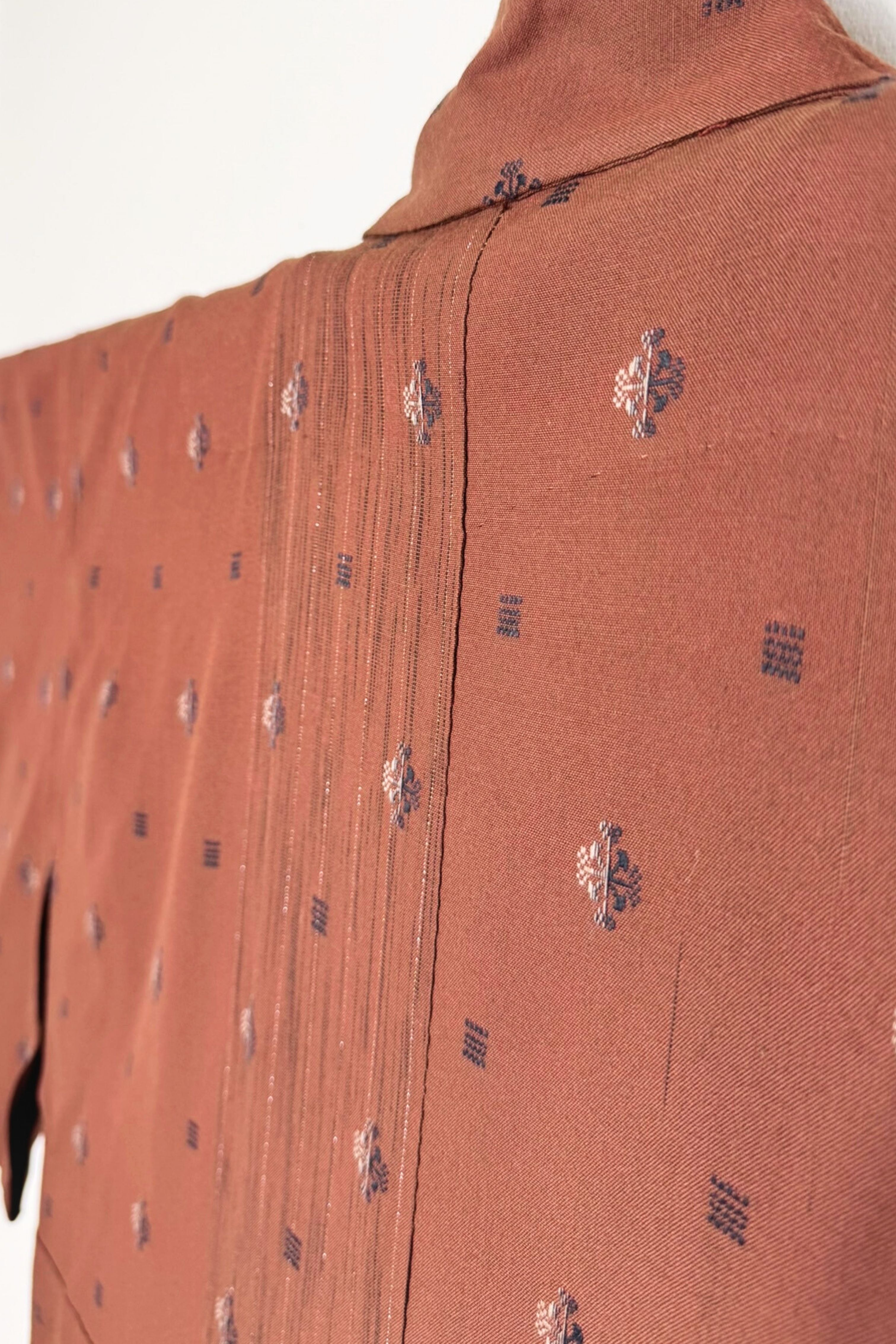 Kimono long en coton à motif chocolat