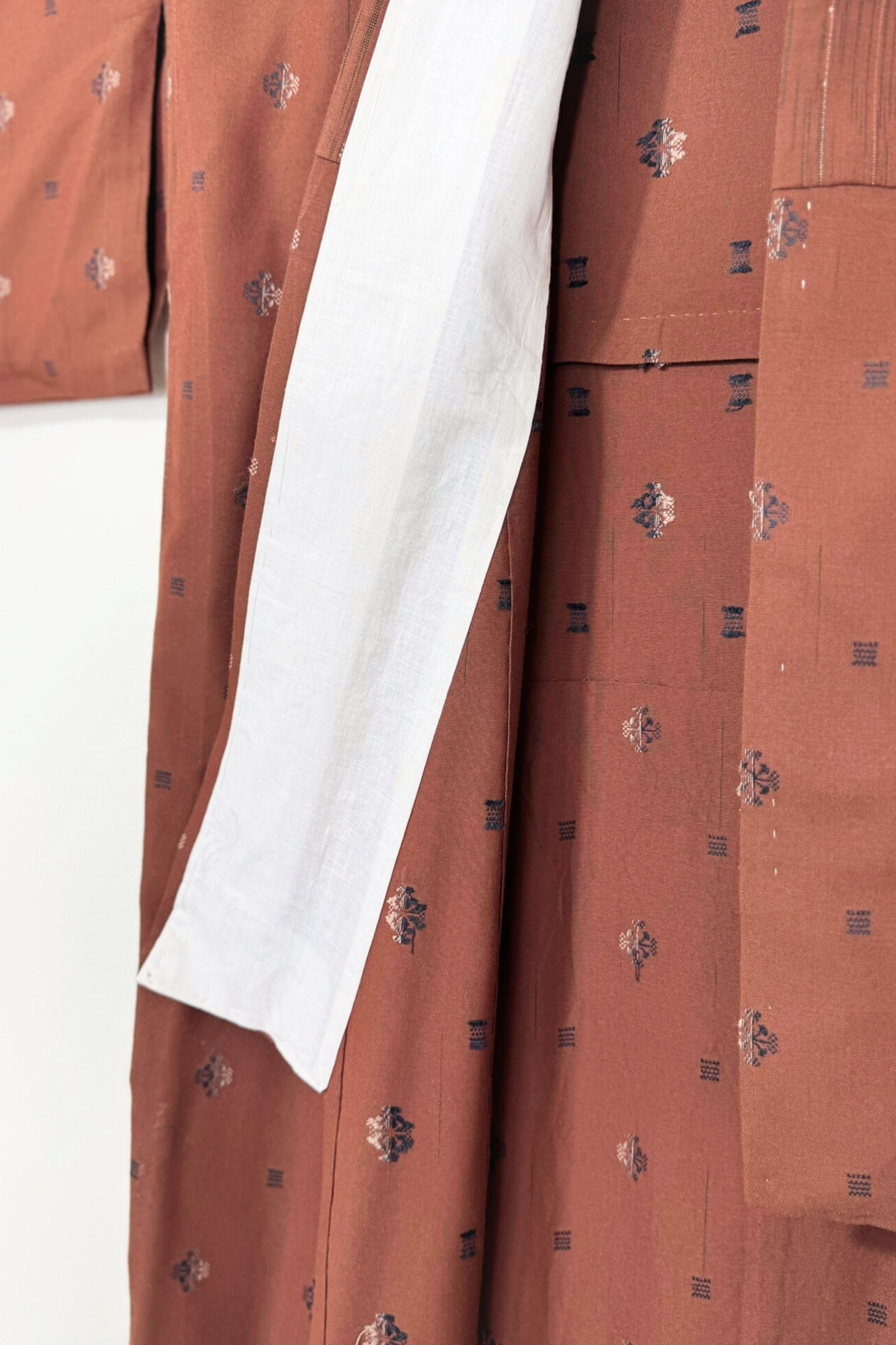 Kimono long en coton à motif chocolat