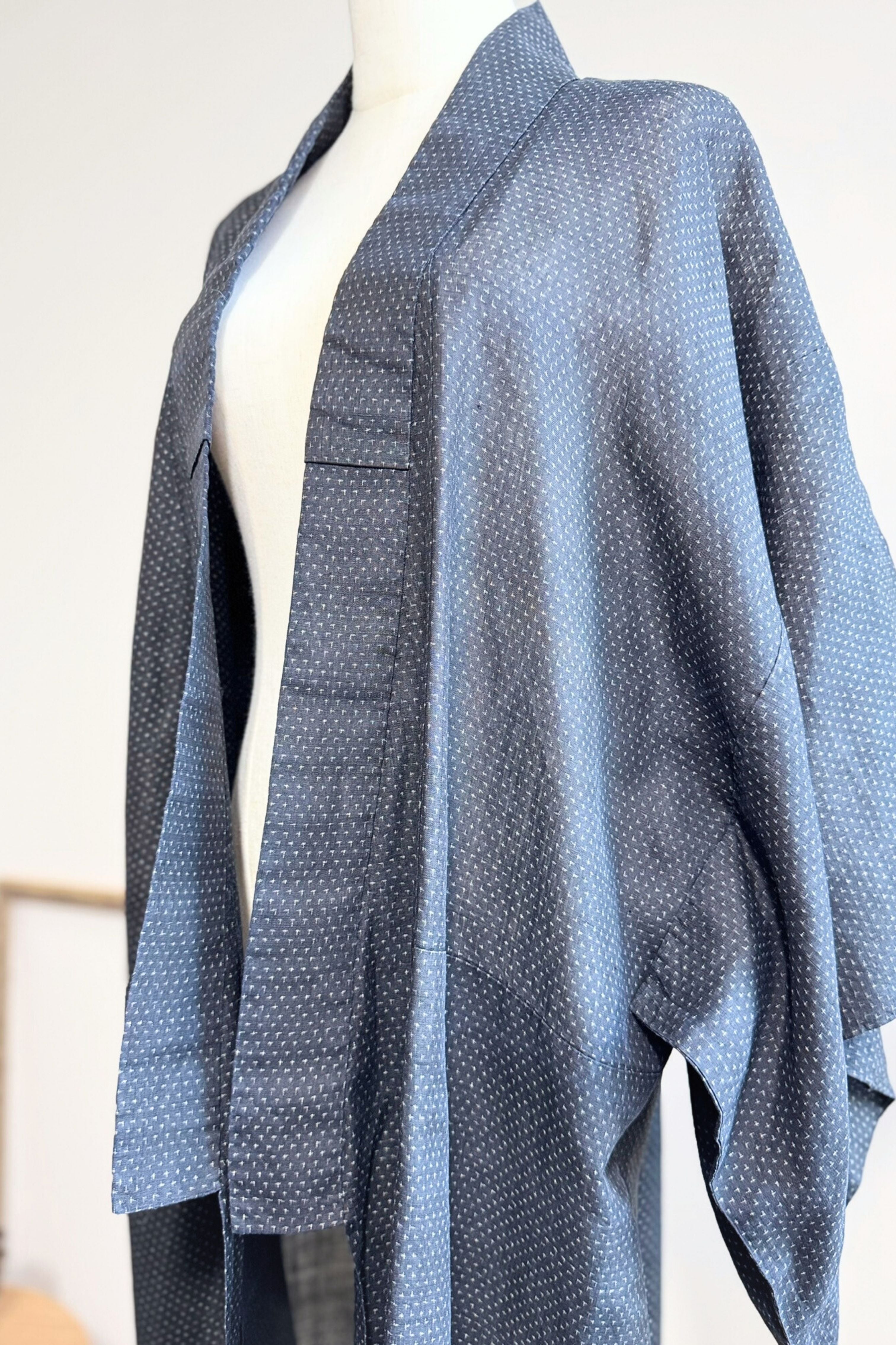 Kimono long épais à petits points noir