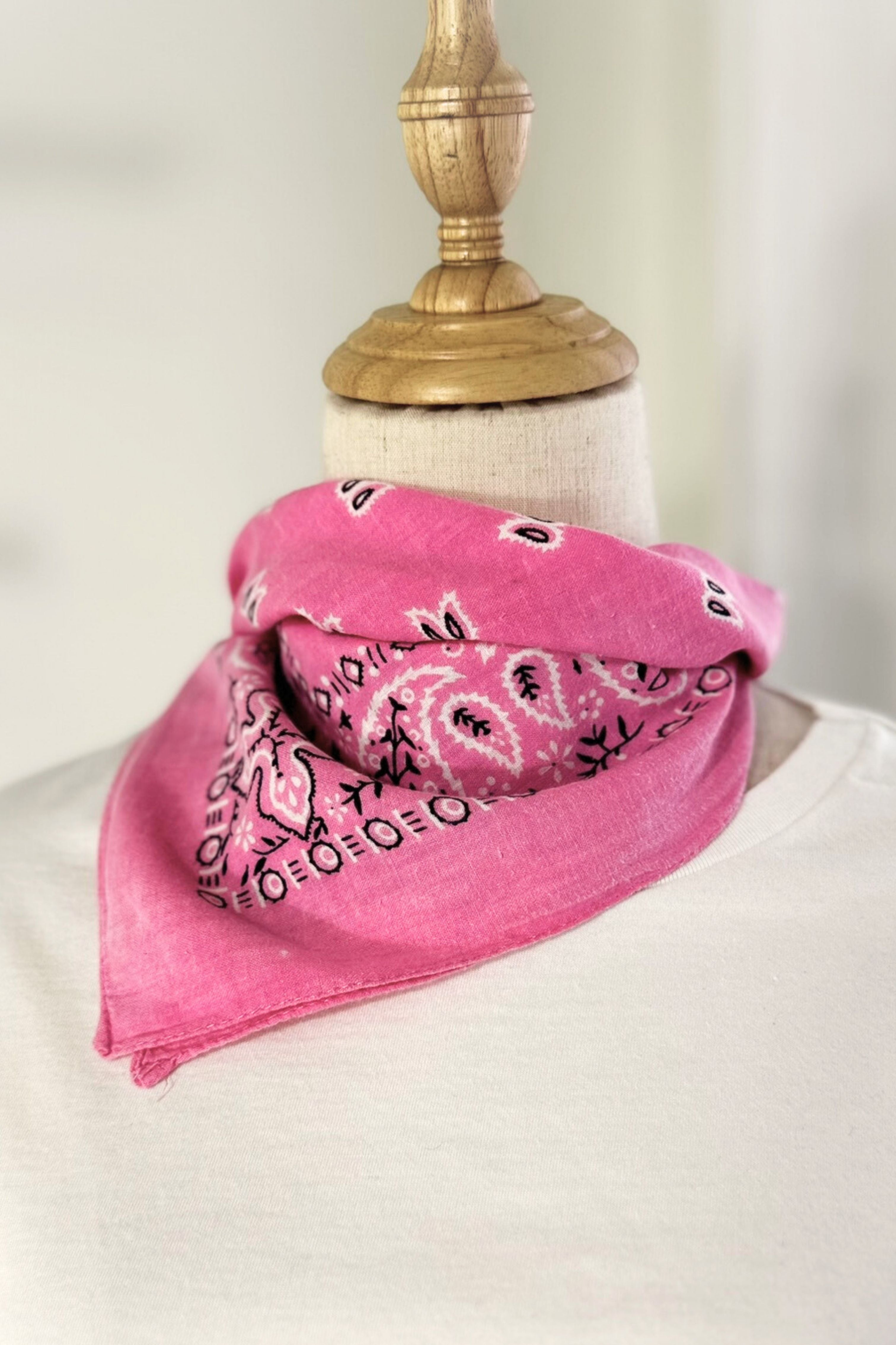 Pink floral silk scarf