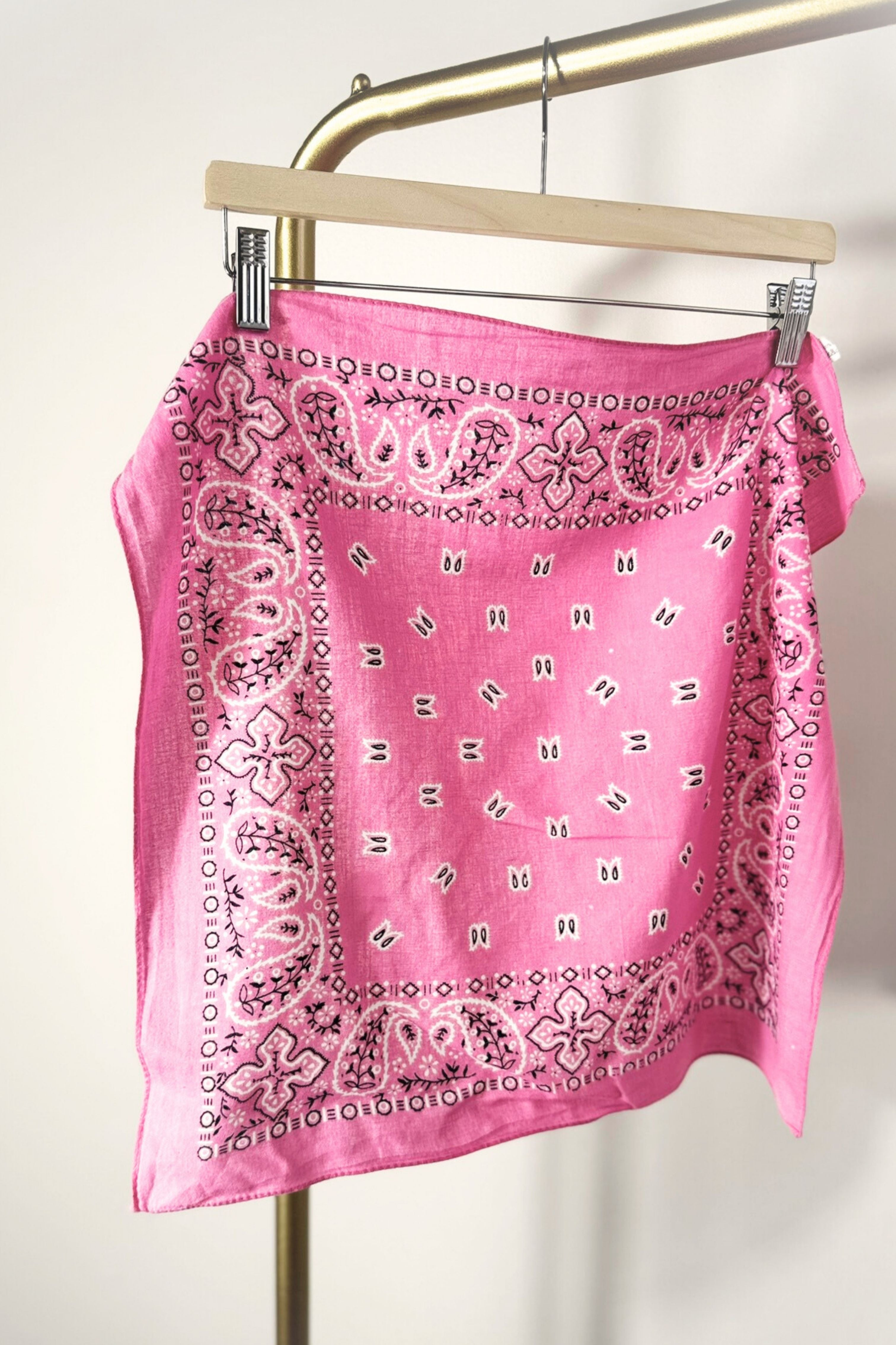 Pink floral silk scarf
