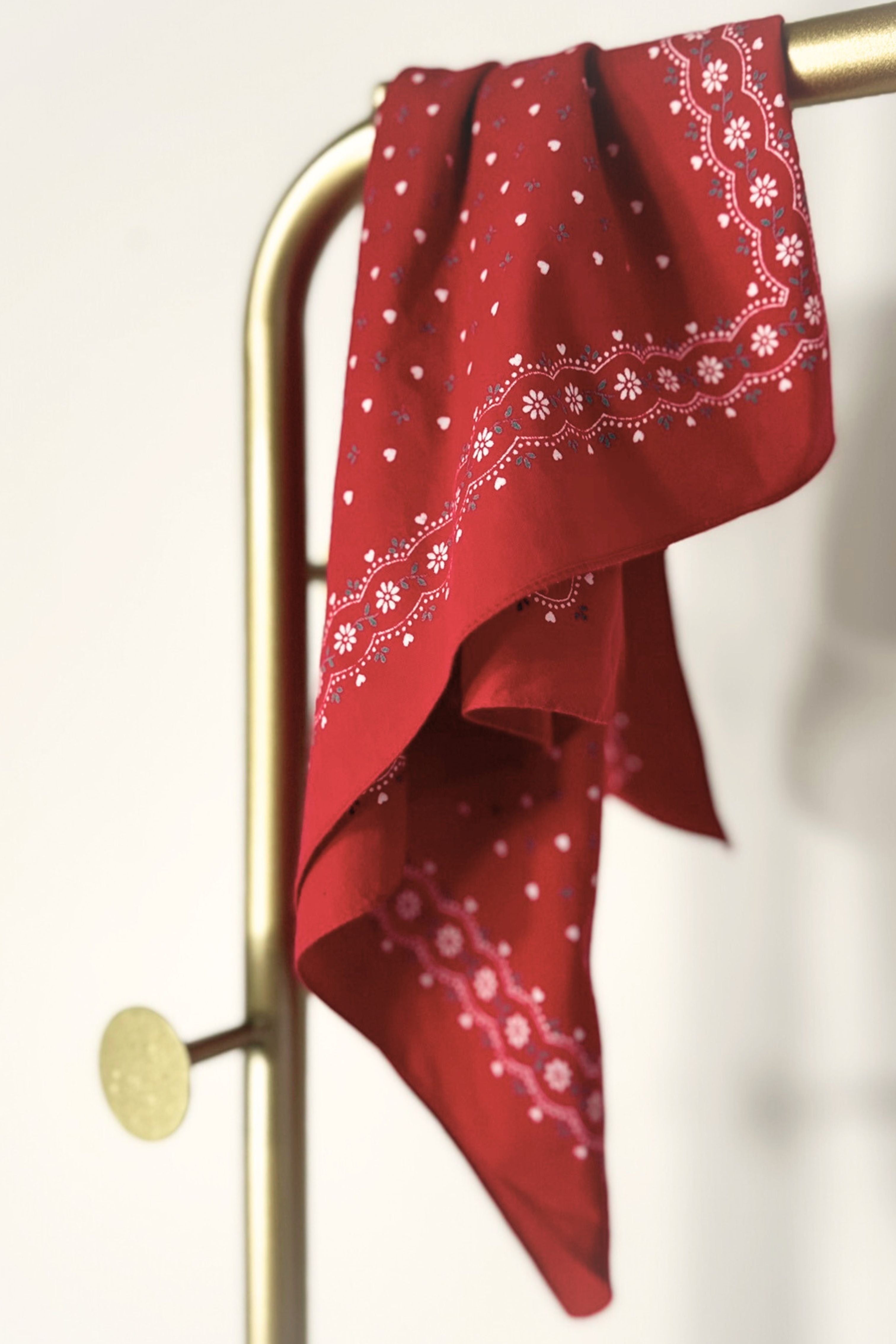 Pink floral silk scarf