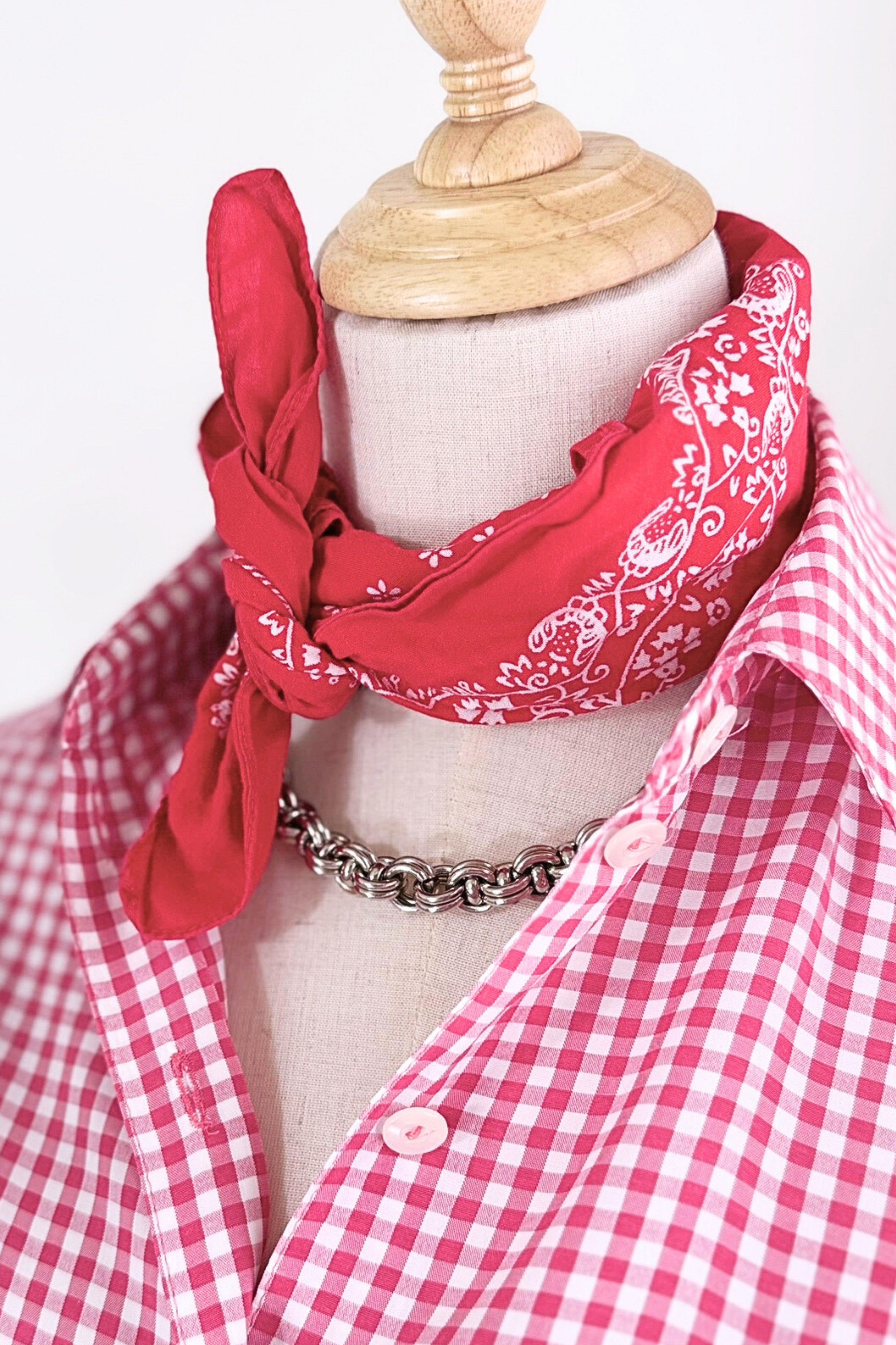 Pink floral silk scarf