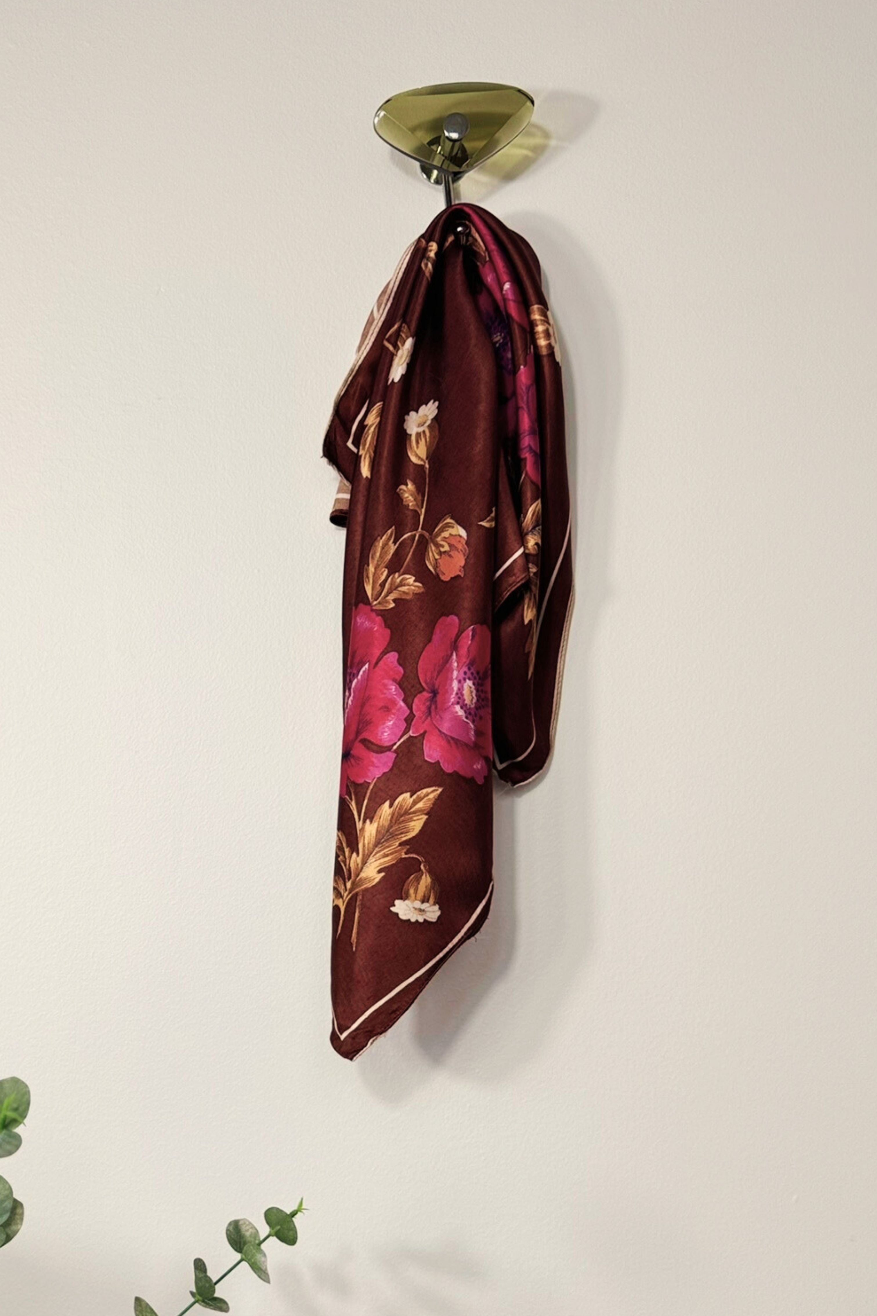 Pink floral silk scarf