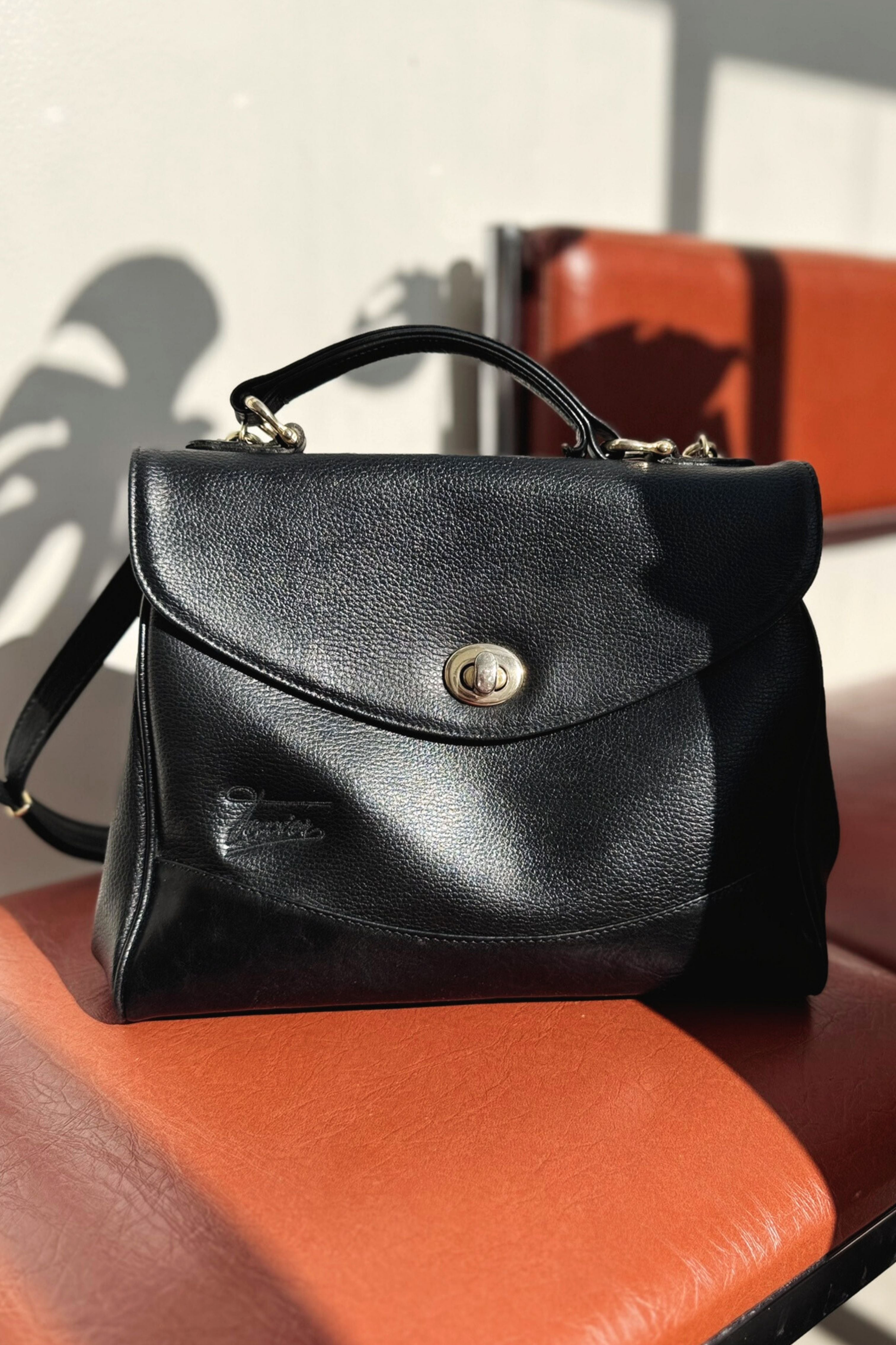 Sac à main Texier en cuir noir