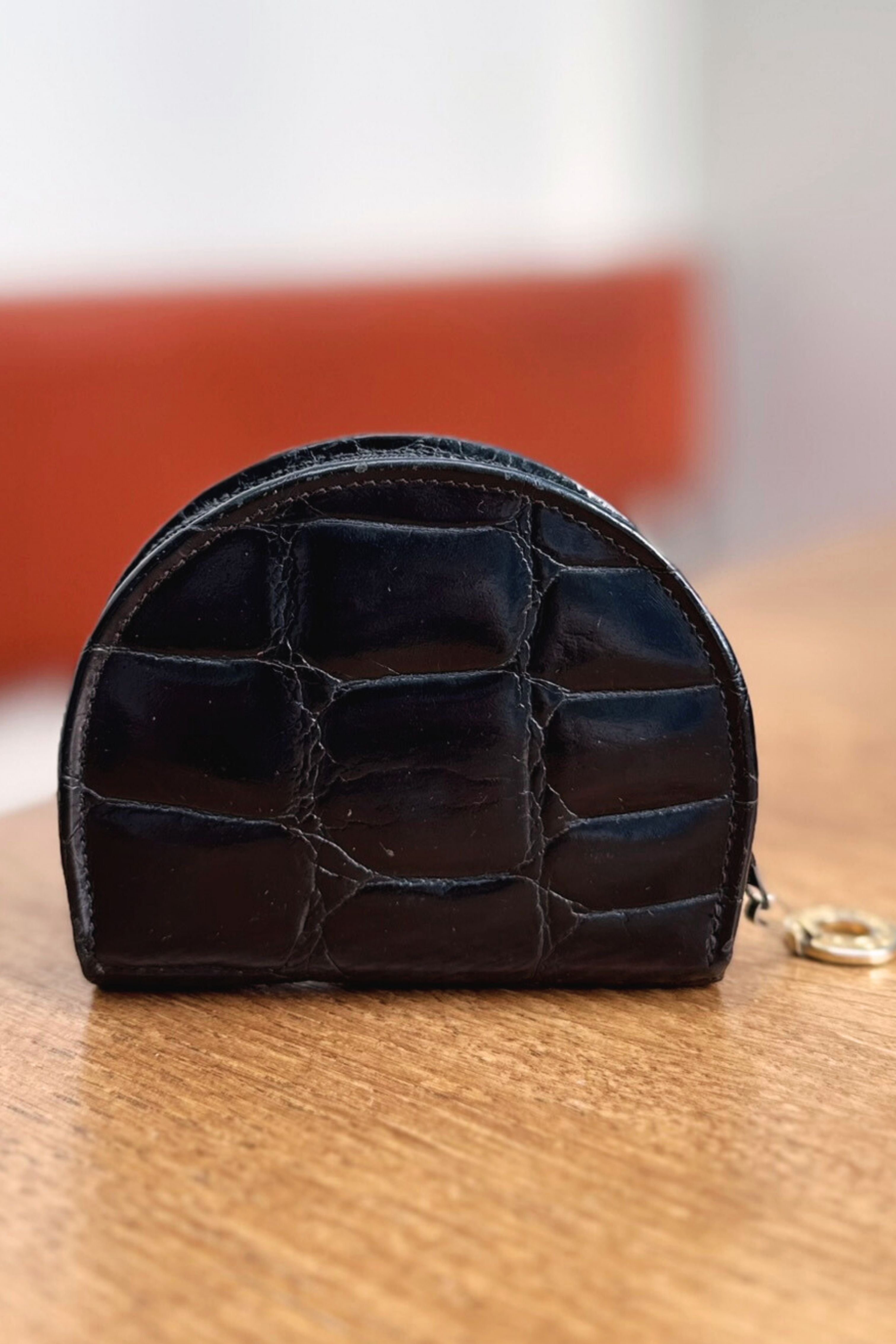 Pourchet black leather coin purse