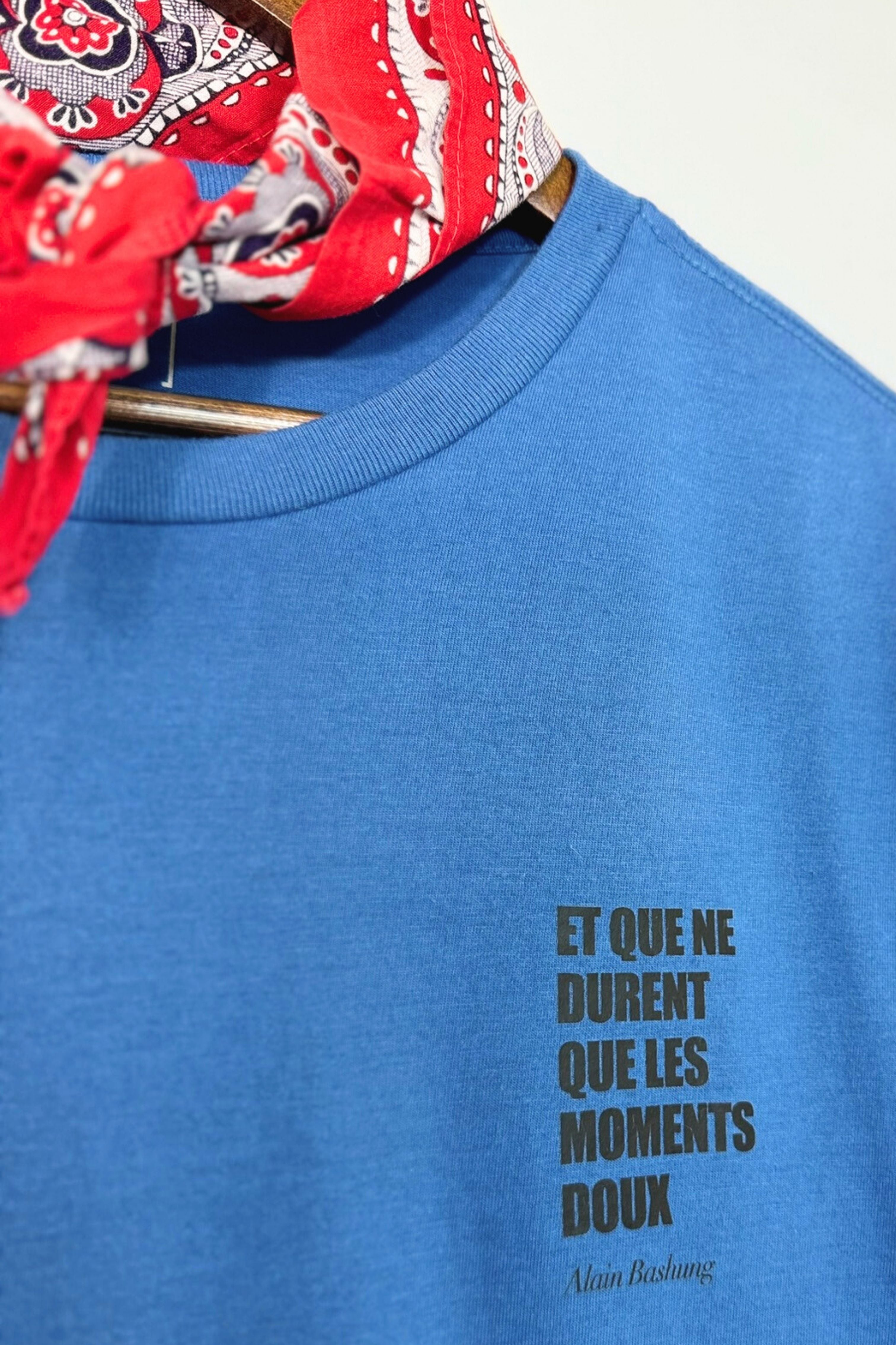 T-shirt upcyclé en coton bleu - Le Bashung
