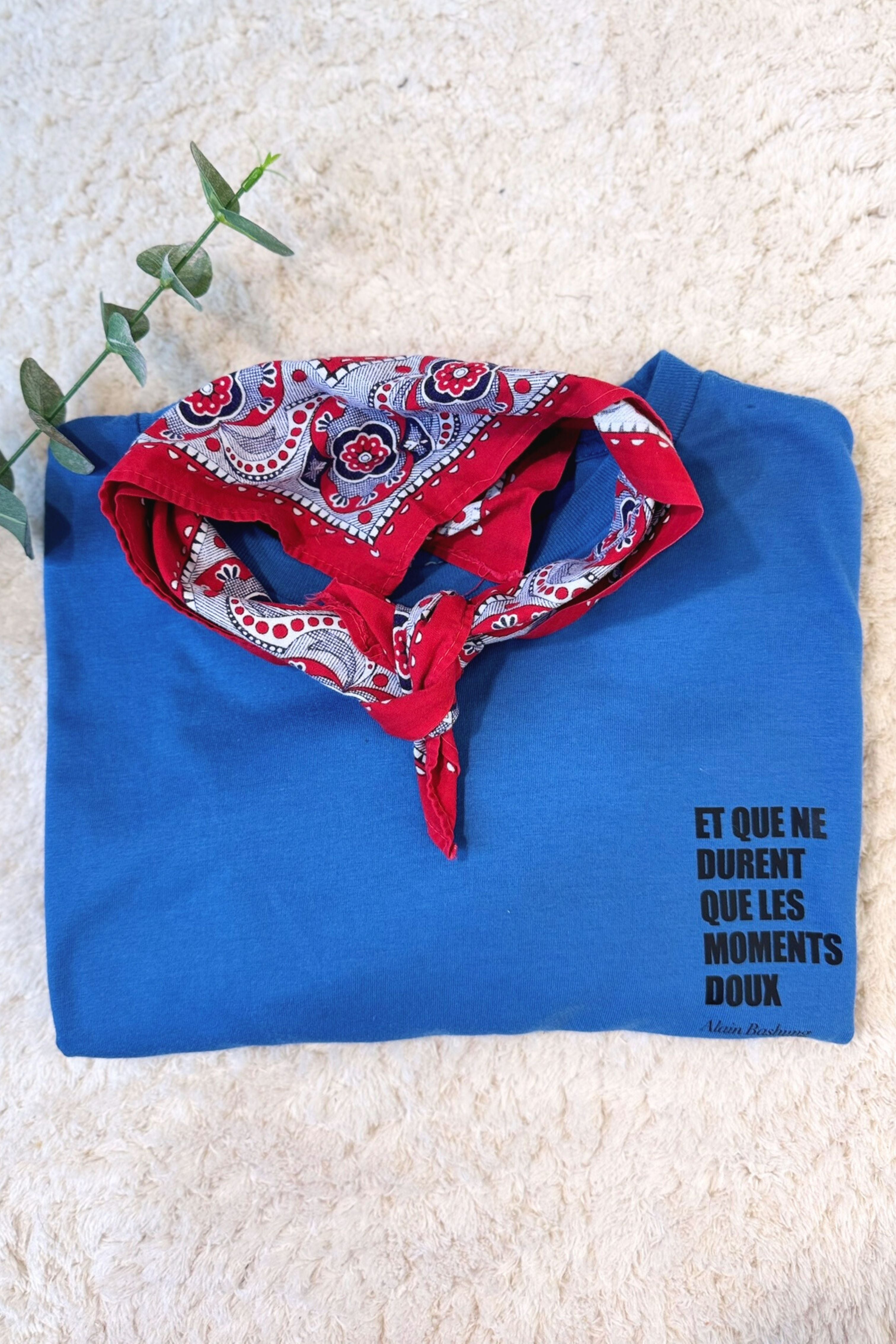 T-shirt upcyclé en coton bleu - Le Bashung