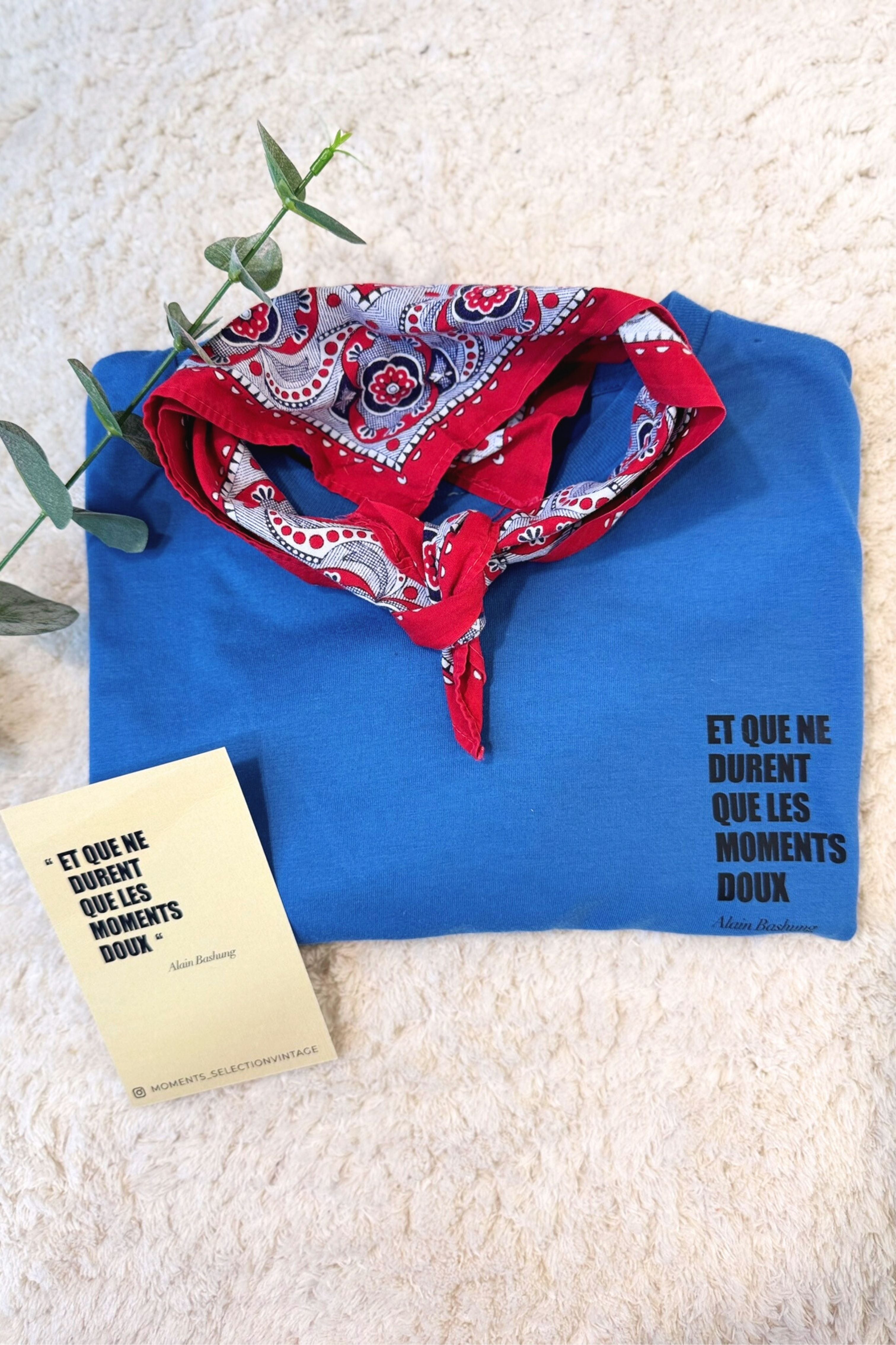 T-shirt upcyclé en coton bleu - Le Bashung